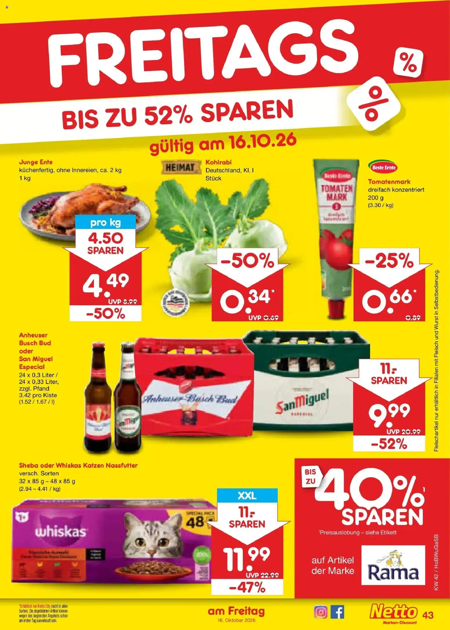 Netto Marken-Discount Prospekt Oldenburg (ab 12.10.2026) » Angebote | Seite: 59 | Produkte: Sheba, Wurst, Ente, Whiskas