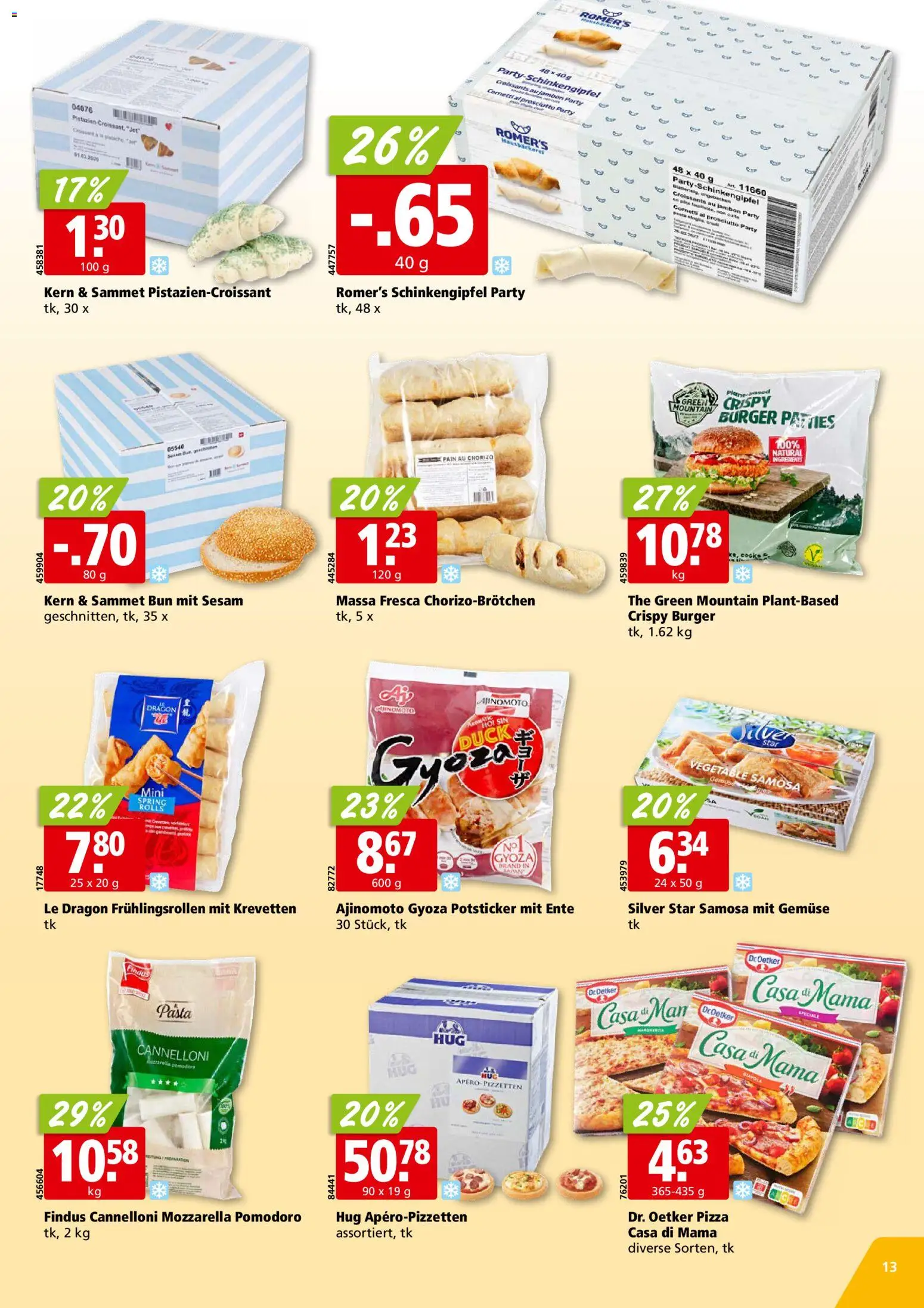 Aligro aktionen Chavannes, Matran, Genf, Sitten – gültig ab 12.10.2026 | Seite: 13 | Produkte: Burger, Pizza, Gemüse, Pasta