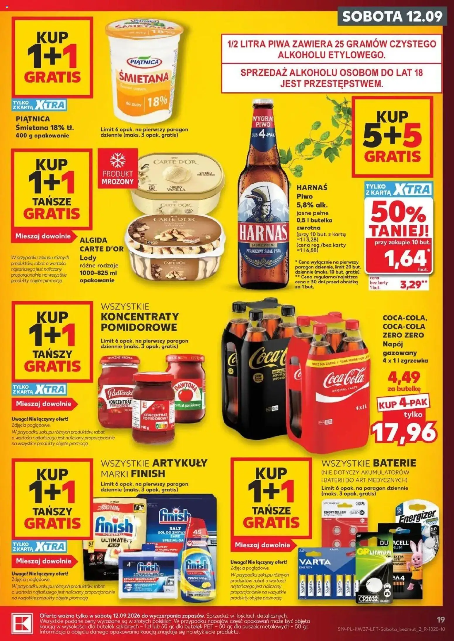 Kaufland gazetka od 10.09.2026 - od jutra PDF | Strona: 19 | Produkty: Carte D'or, Harnaś, Finish, Lody