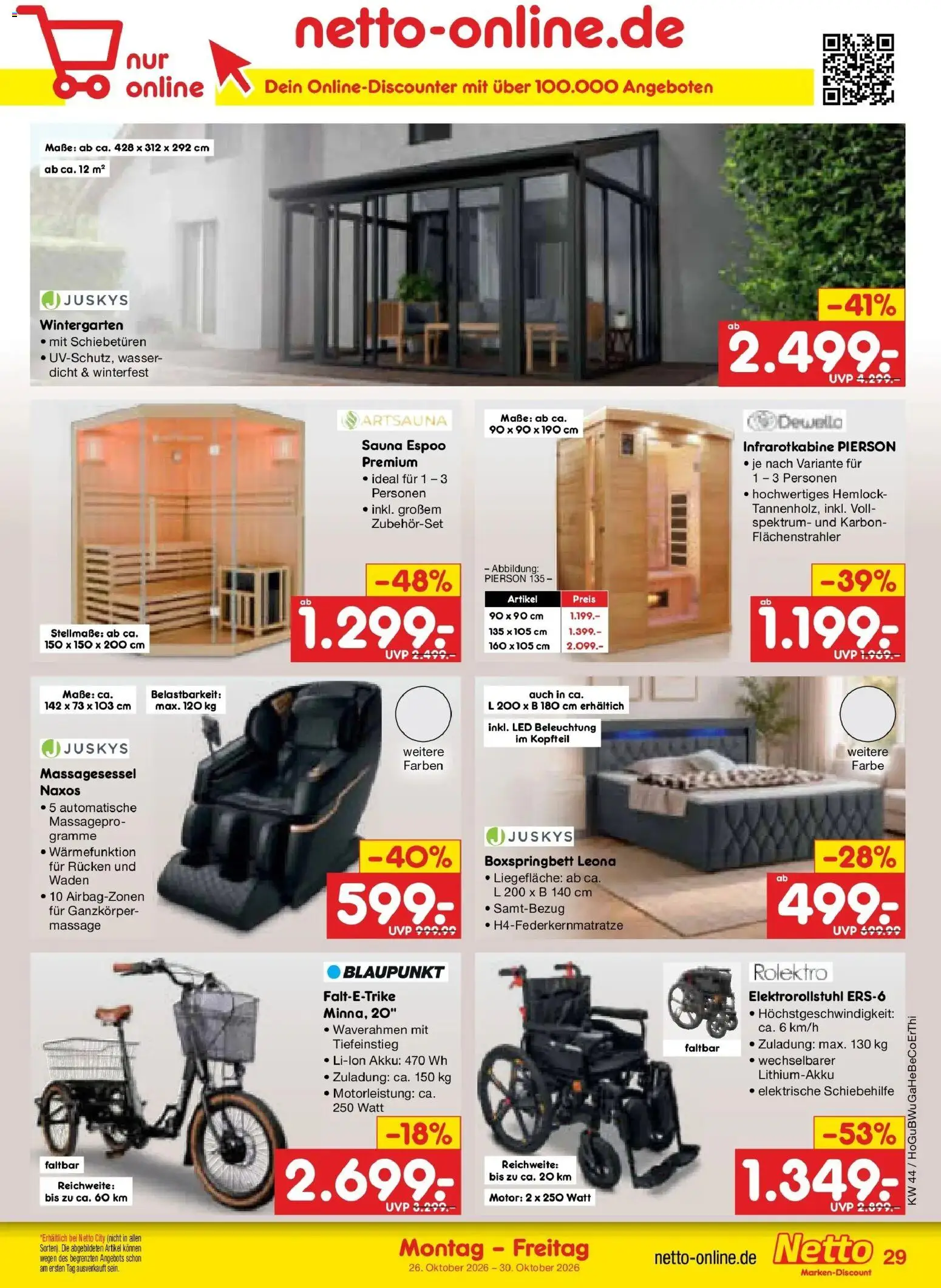 Netto Marken-Discount Prospekt Thiendorf (ab 26.10.2026) » Angebote | Seite: 43 | Produkte: Boxspringbett, Wasser