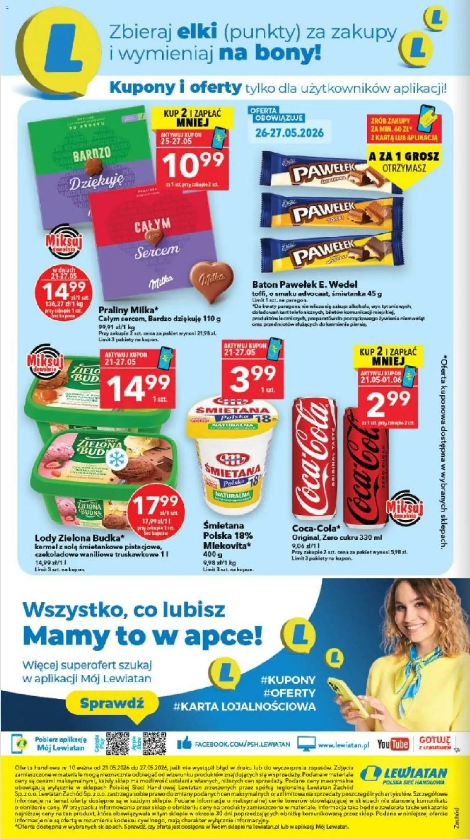 Lewiatan gazetka - Szczecin od 21.05.2026 | Strona: 16 | Produkty: Praliny, Milka, Udka, Lody