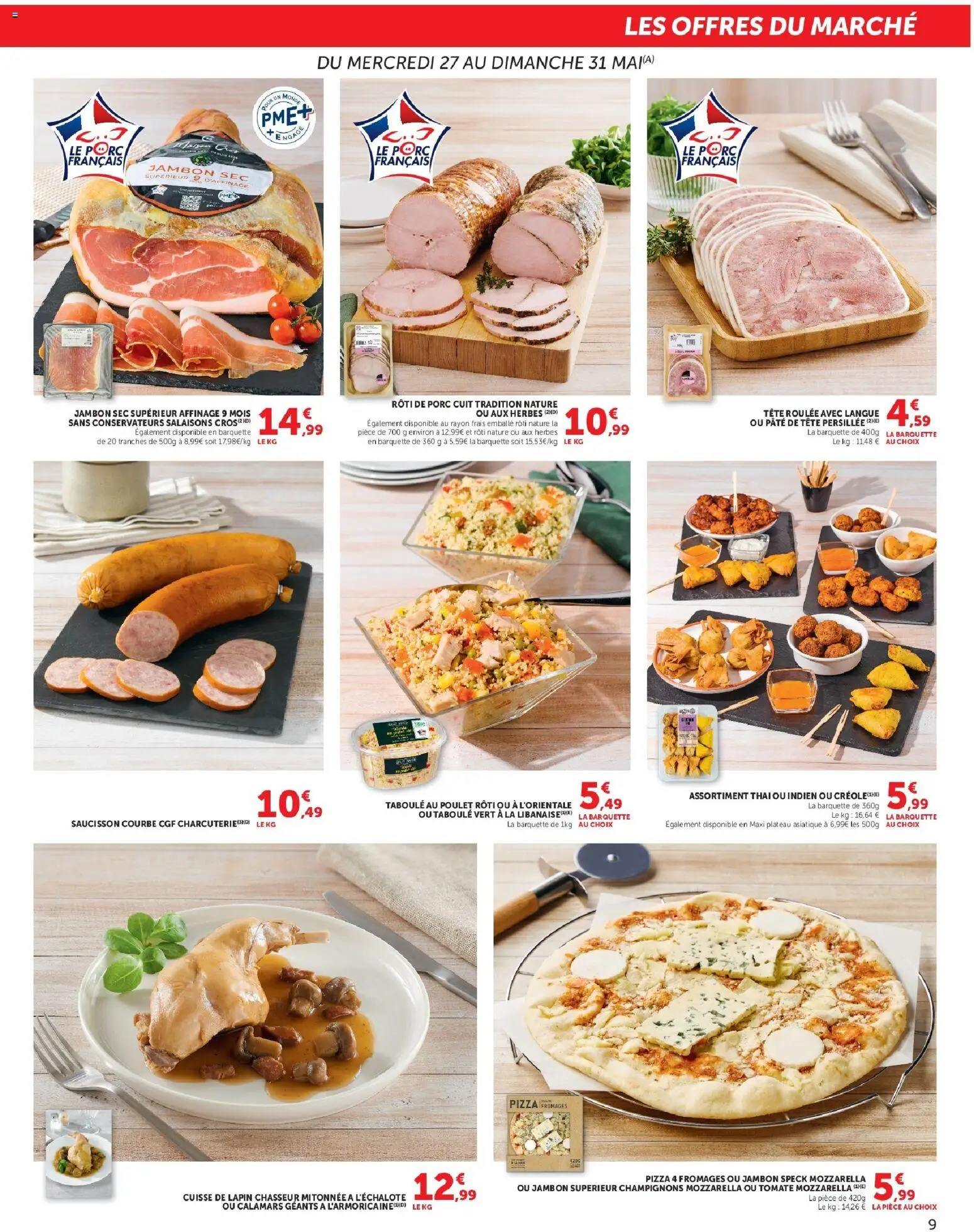 {H1} | Page: 9 | Produits: Saucisson, Plateau, Jambon, Pizza