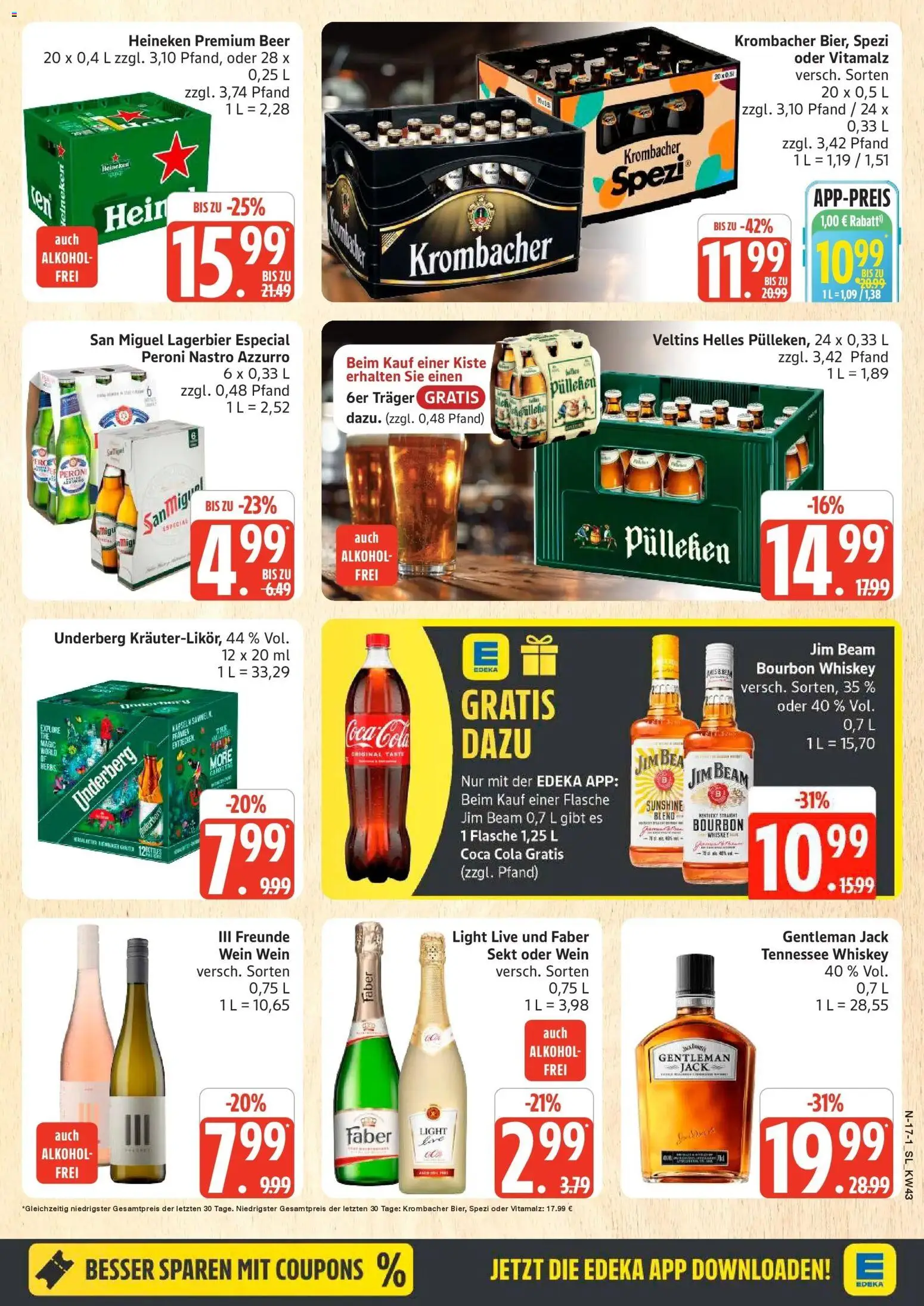 Edeka Prospekt Schleswig (ab 19.10.2026) » Angebote Online | Seite: 17 | Produkte: Cola, Heineken, Wein, Whiskey