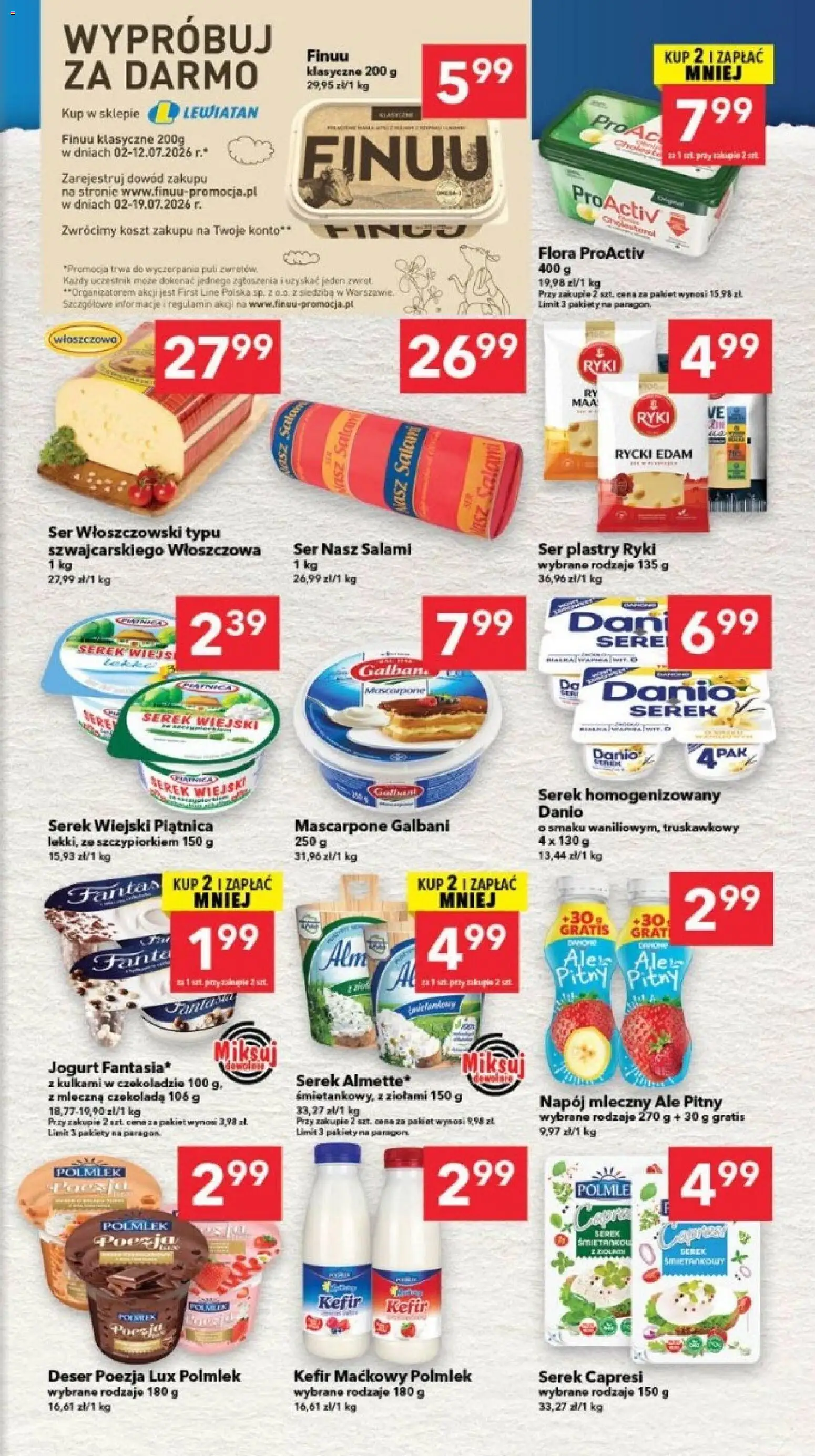 Lewiatan gazetka - Gdańsk od 02.07.2026 | Strona: 3 | Produkty: Kefir, Serek homogenizowany, Serek wiejski, Czekolada