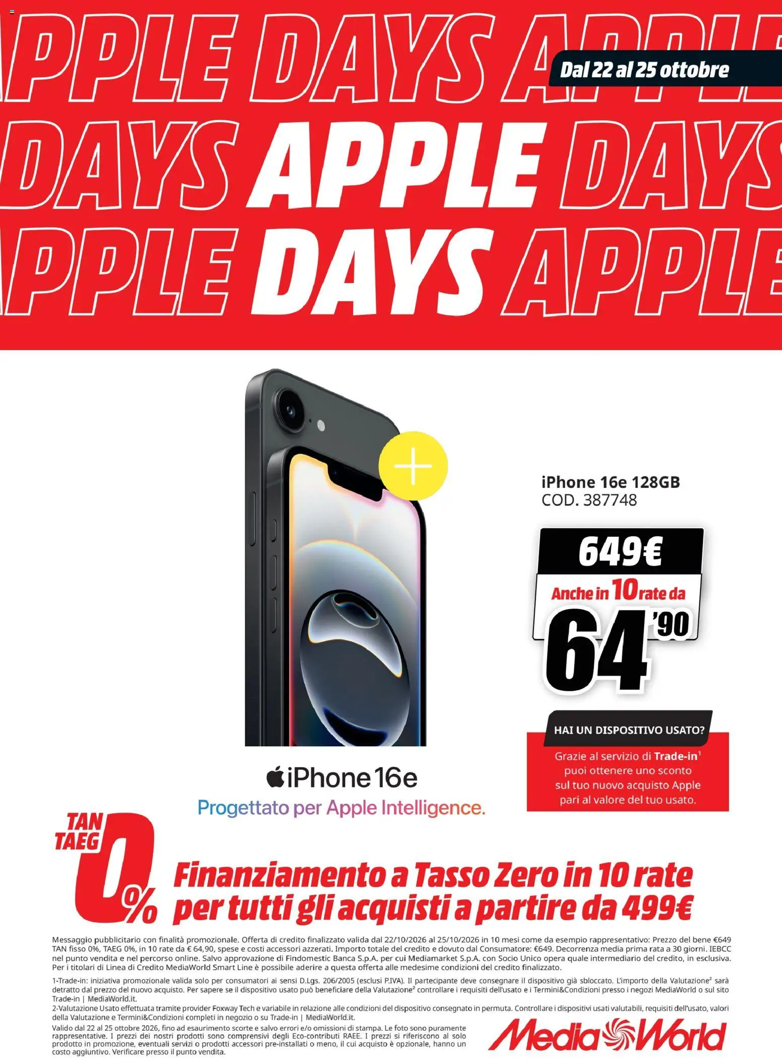 Volantino Media World del 22/10/2026 | Pagina: 6 | Prodotti: Iphone
