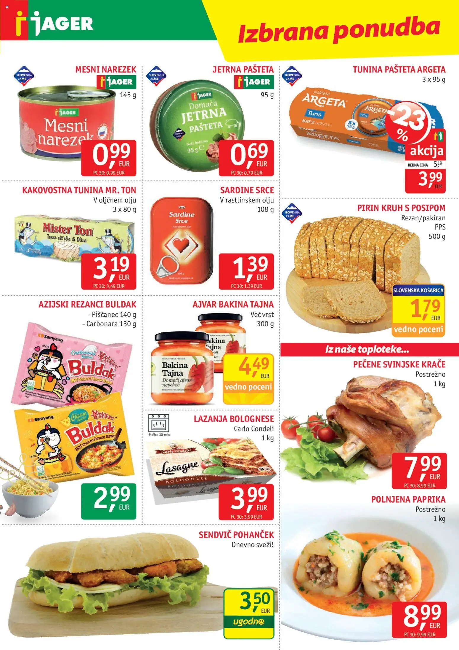 Novi Jager katalog ponudbe – veljaven od 20.05.2026 | Stran: 9 | Izdelki: Rezanci, Pecica, Tuna, Lazanja