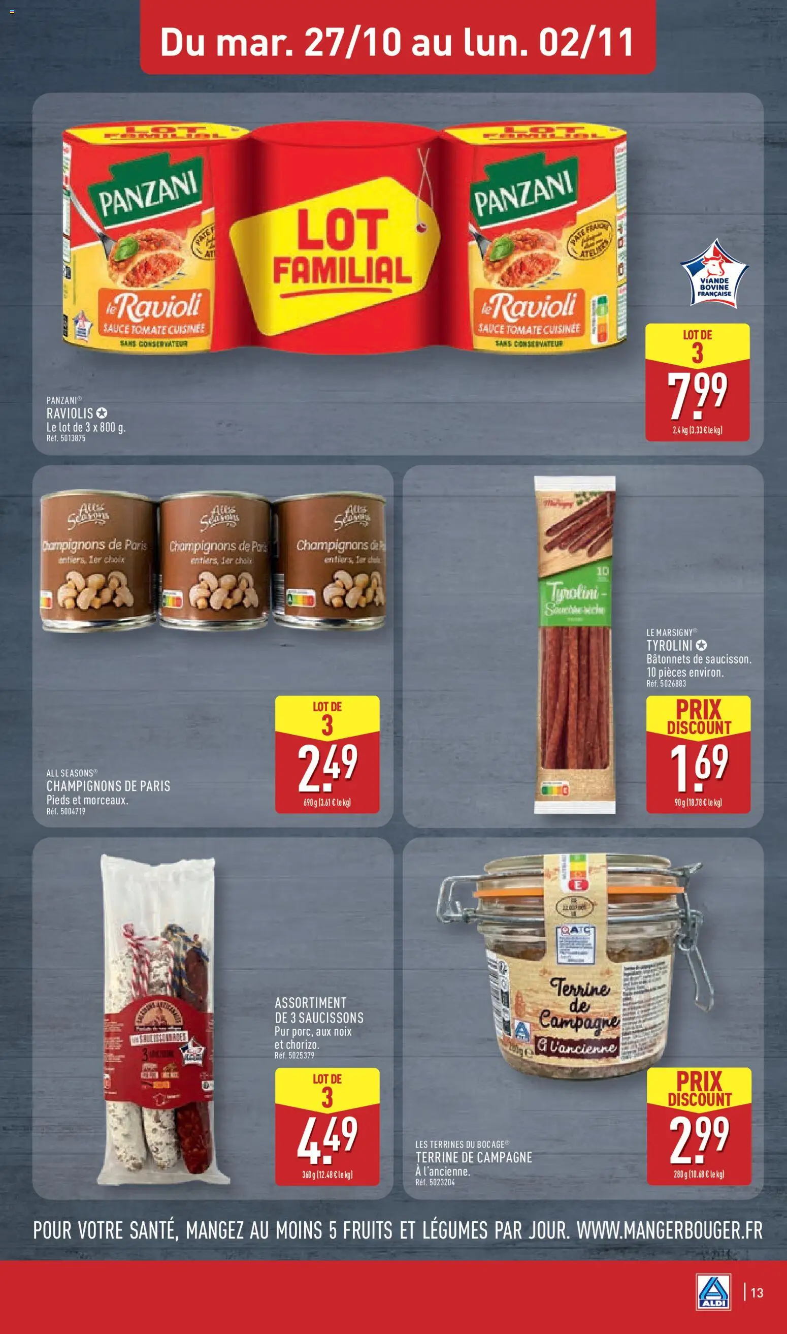 {H1} | Page: 15 | Produits: Champignons, Raviolis, Fruits, Noix