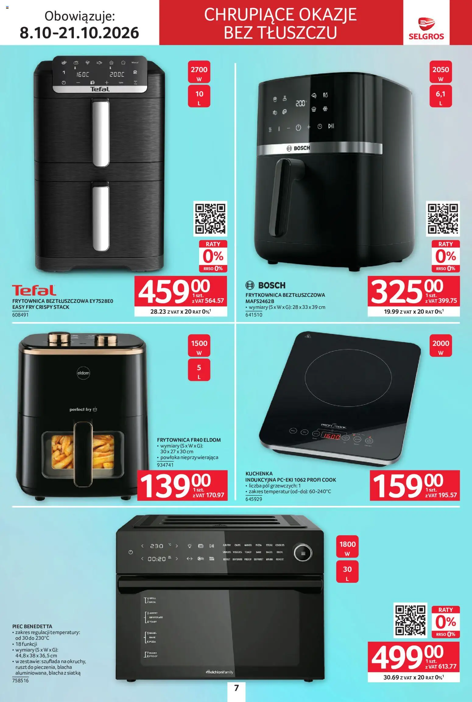 Selgros cash&carry gazetka - Elektro od 08.10.2026 | Strona: 7 | Produkty: Ruszt, Frytkownica beztłuszczowa, Siatka, Tefal