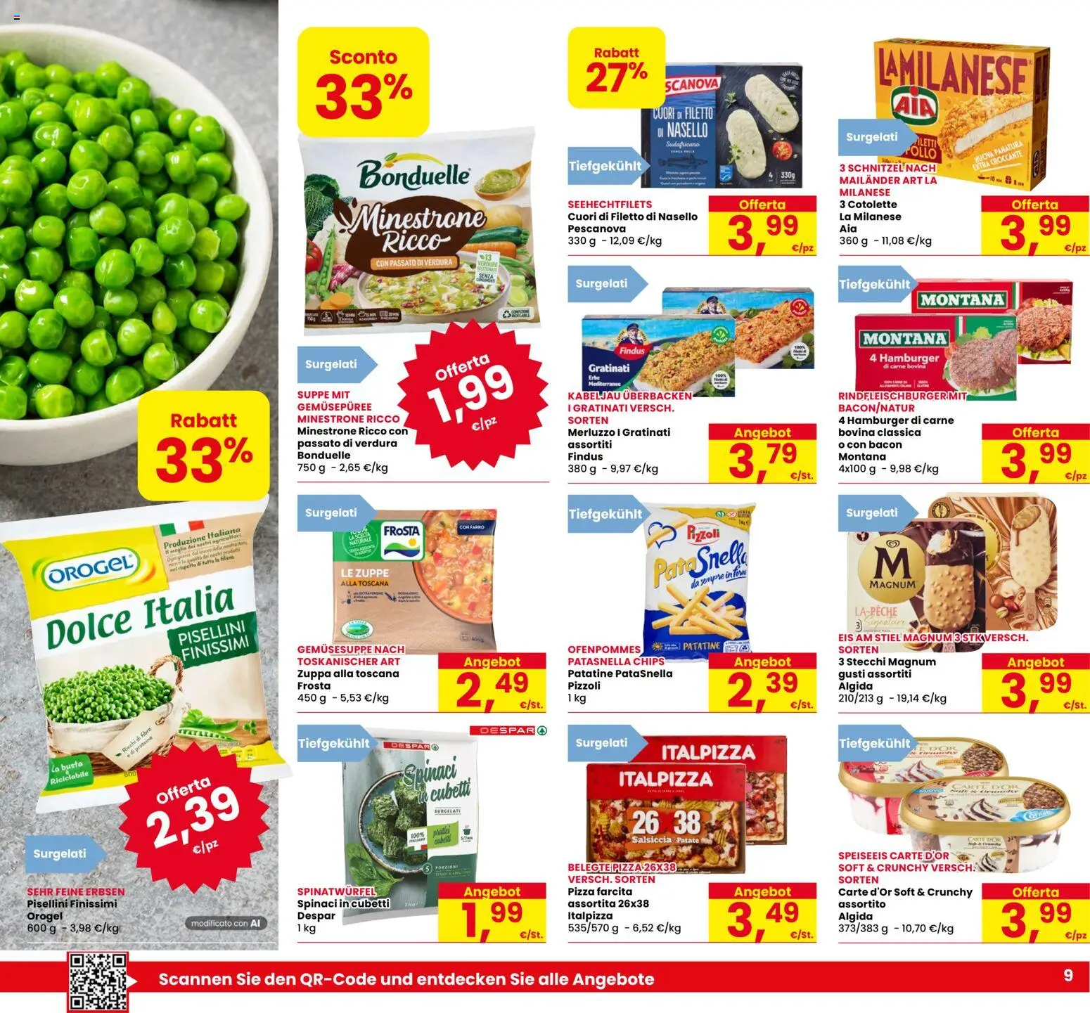 Volantino Eurospar del 29/10/2026 | Pagina: 9 | Prodotti: Patatine, Verdure, Filetto, Carne