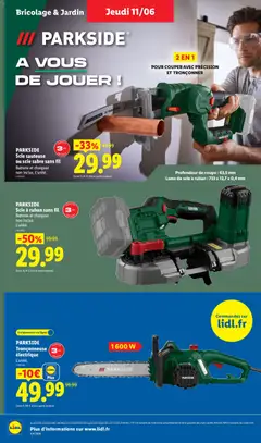 LIDL - Prévisualisation de PARKSIDE Scie sauteuse ou scie sabre sans fil, Batterie et chargeur non inclus. L'unité. valide à partir de 11.06.2026 | Page: 30