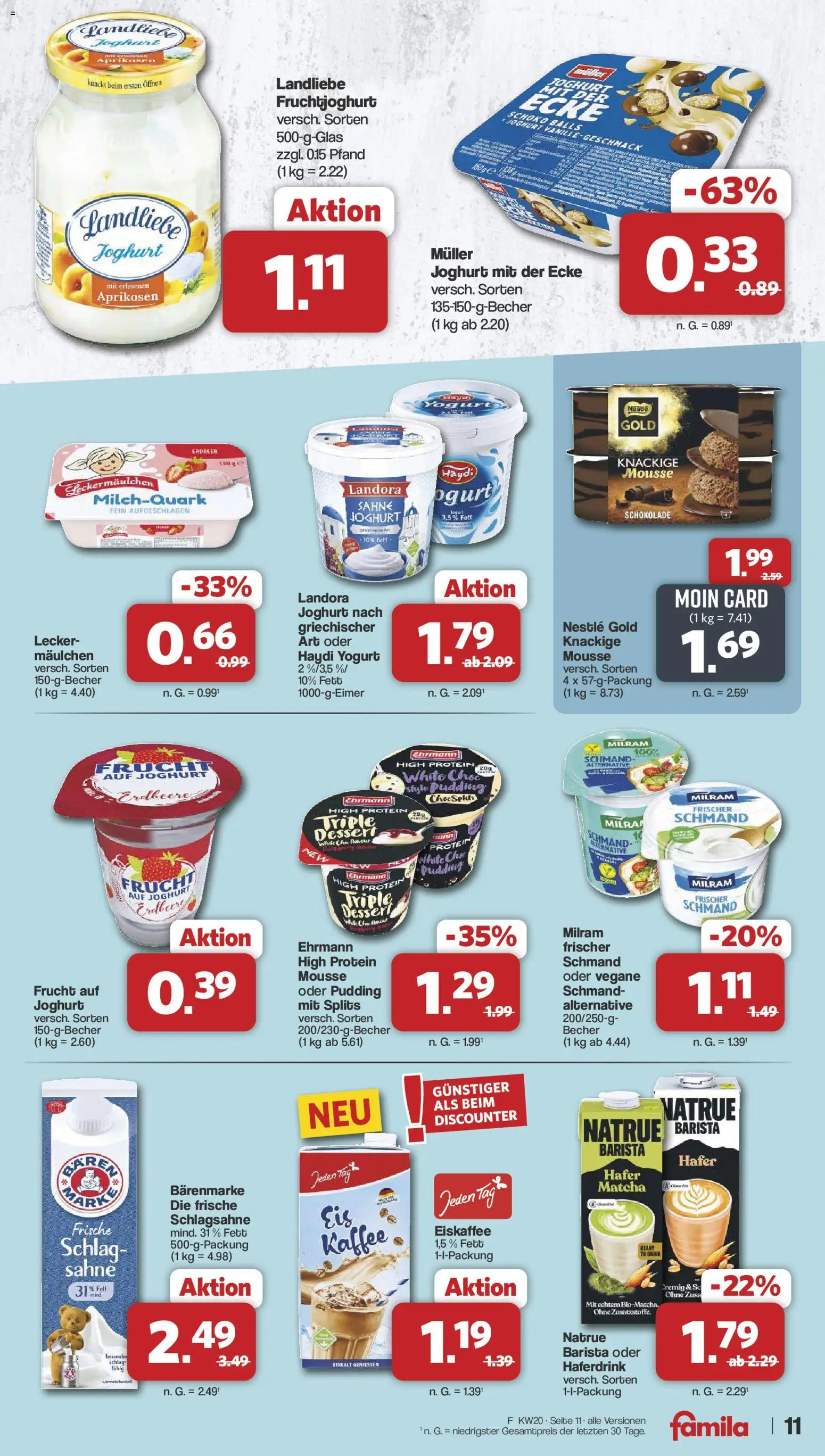 Famila Nordwest Prospekt 	 – gültig ab 11.05.2026 | Seite: 11 | Produkte: Joghurt, Schokolade, Pudding, Sahne