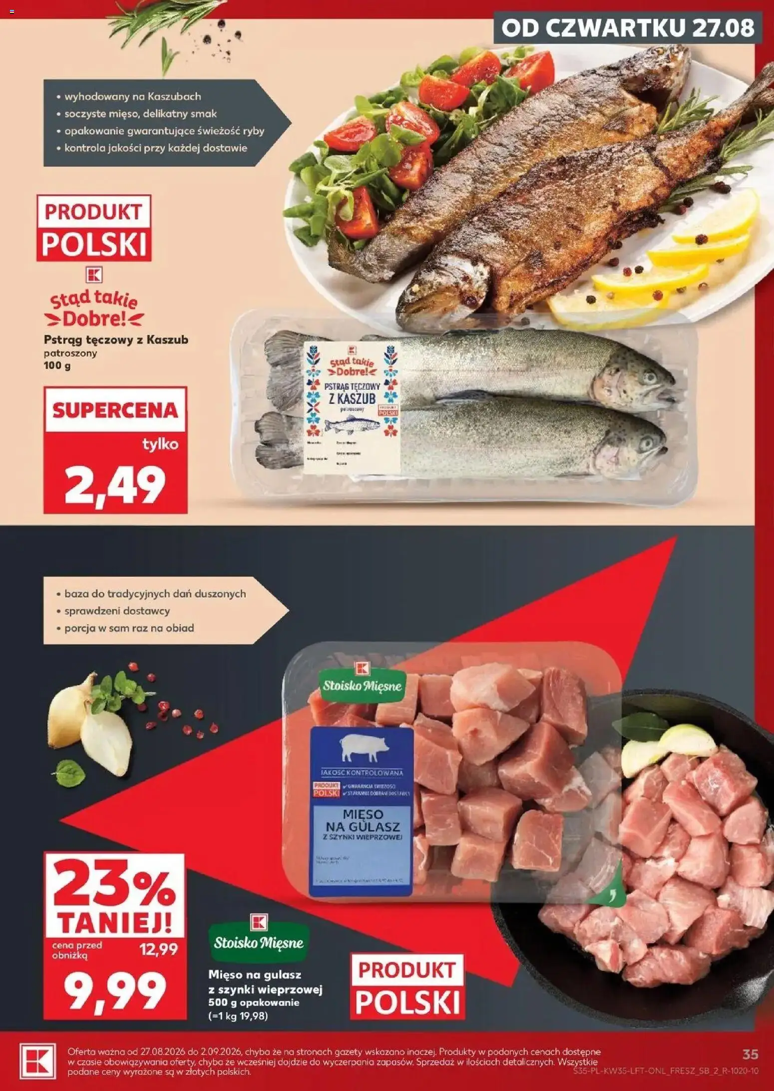 Kaufland gazetka od 27.08.2026 - od jutra PDF | Strona: 35 | Produkty: Gazety, Mięso na gulasz, Ryby, Gulasz