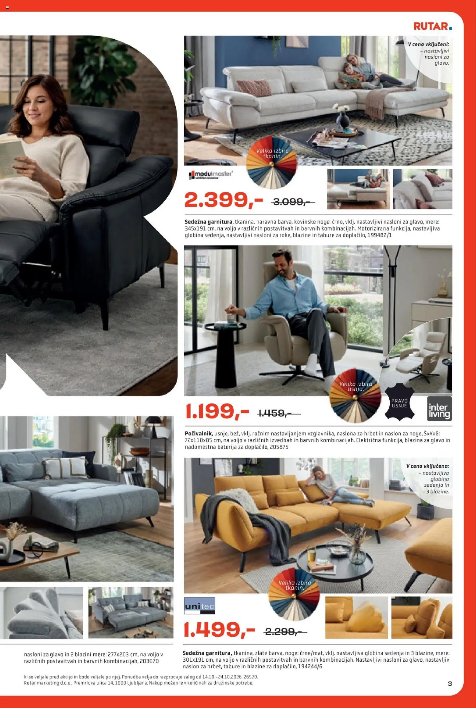 Novi Rutar katalog ponudbe – veljaven od 13.10.2026 | Stran: 3 | Izdelki: Baterija, Blazina, Tabure