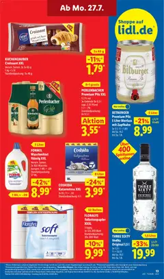 Náhled letáku Lidl Německo leták od 27.07.2026 | Strana: 23 | Produkty: Vodka, Telefon, Croissant, Perlenbacher