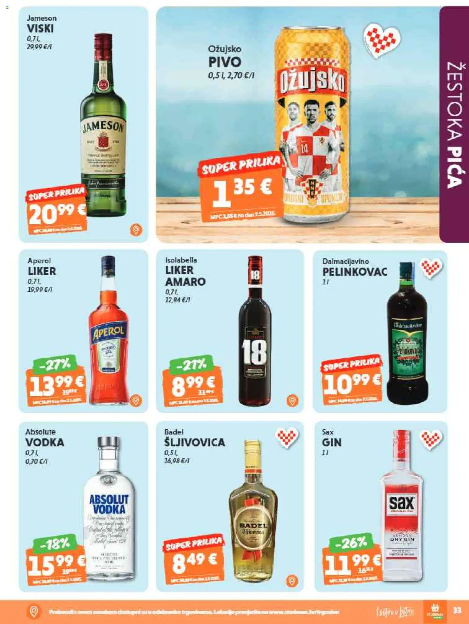 Studenac katalog | vrijedi od 01.07.2026 | Stranica: 35 | Proizvodi: Šljivovica, Aperol, Viski, Vodka