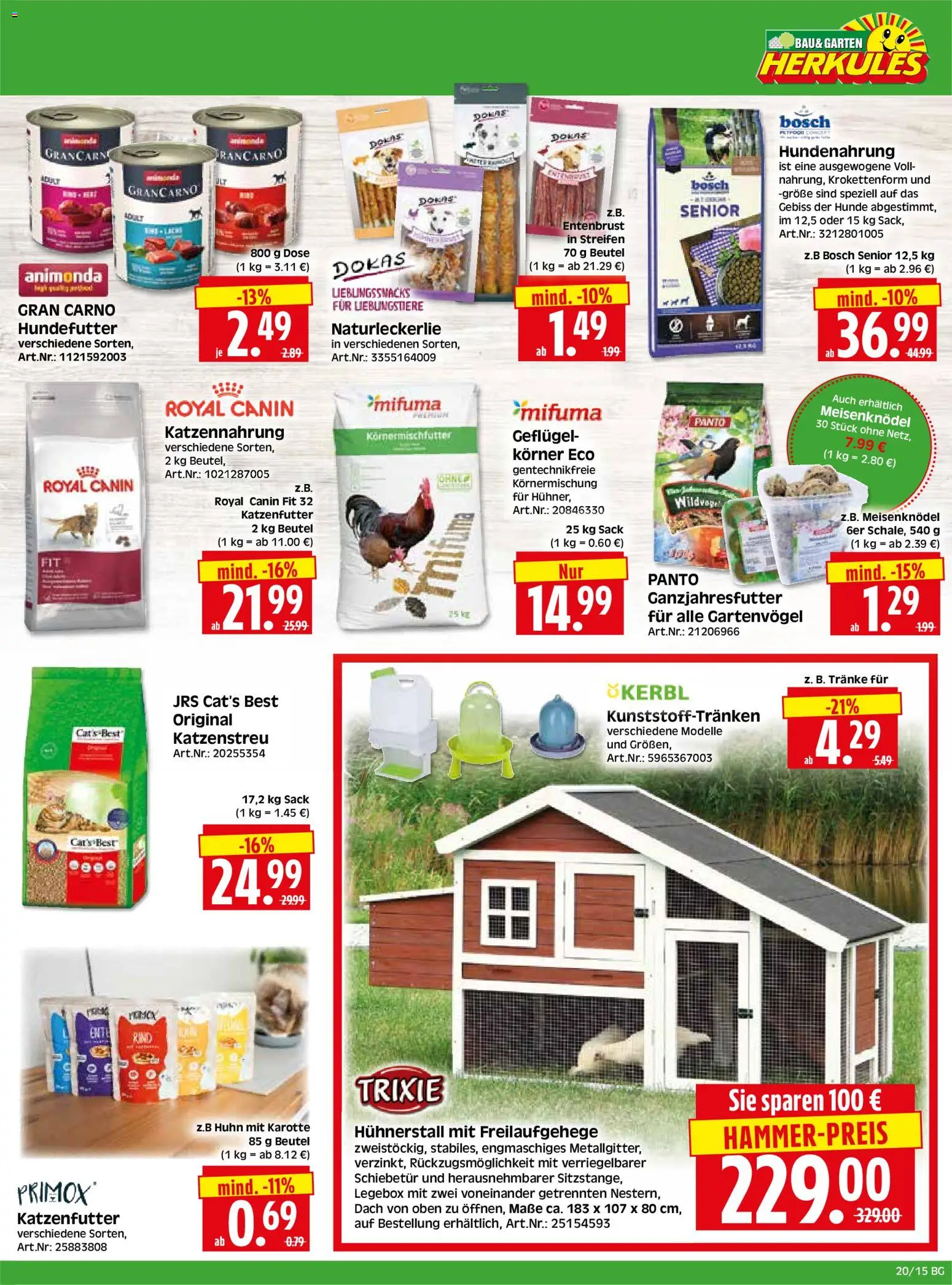 HERKULES Bau & Garten – gültig ab 11.05.2026 | Seite: 15 | Produkte: Bosch, Katzenfutter, Karotte, Ente