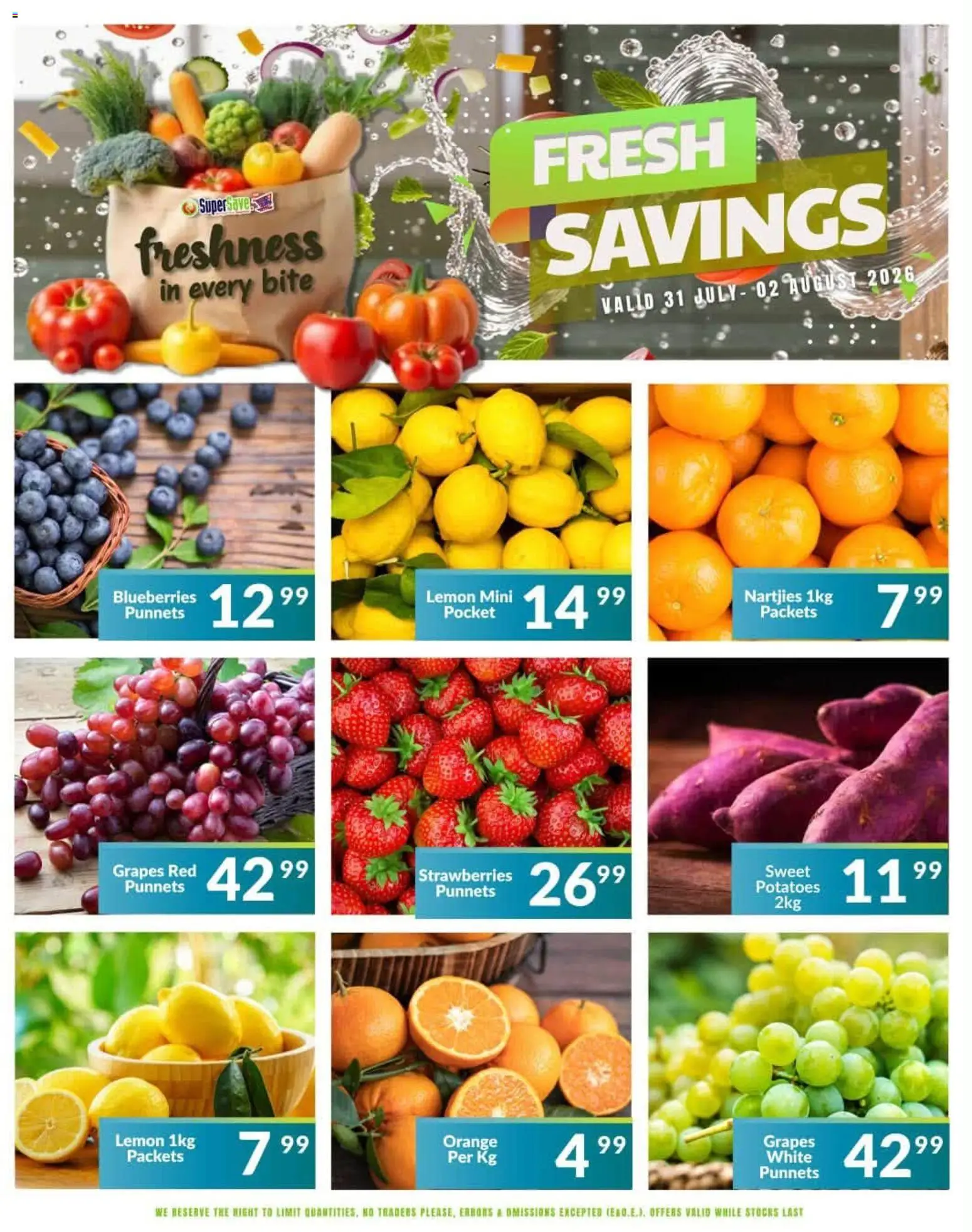 New Super Save catalogue – valid from 02/08/2026 | Page: 14 | Products: Strawberries, Potatoes, Lemon, Grapes