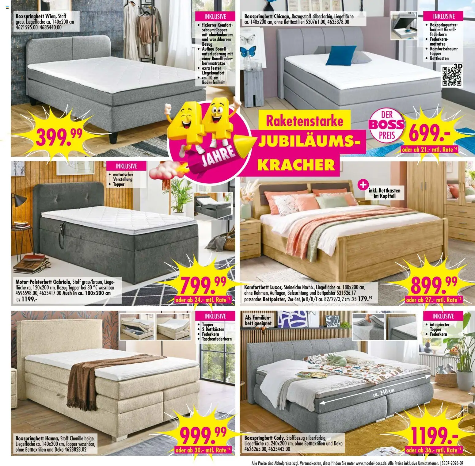 SB Möbel Boss Prospekt – gültig ab 05.09.2026 | Seite: 7 | Produkte: Bett, Boxspringbett, Liege, Topper
