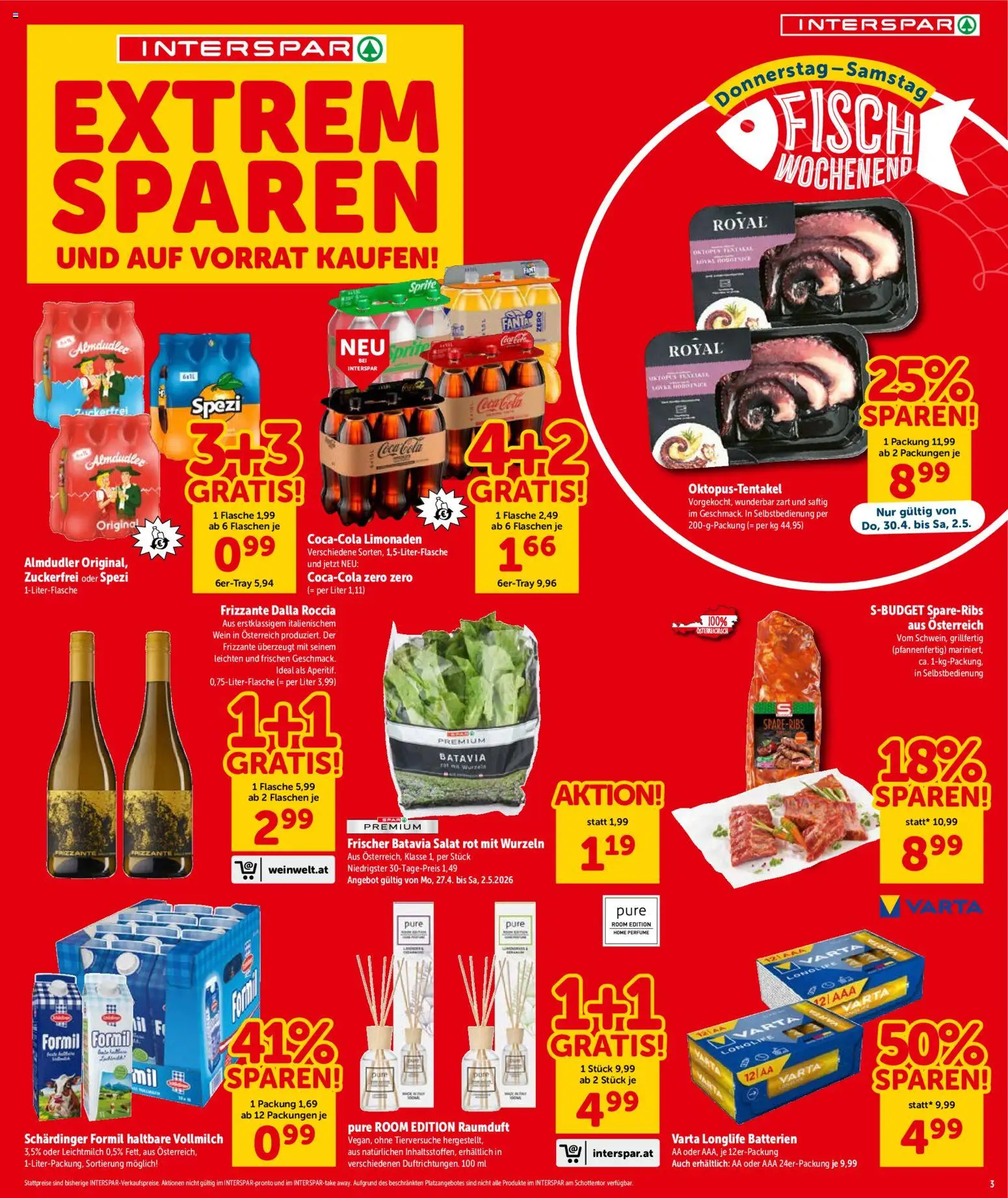Interspar Flugblatt- Wien gültig ab 30.04.2026 | Seite: 4 | Produkte: Salat, Wein, Fisch