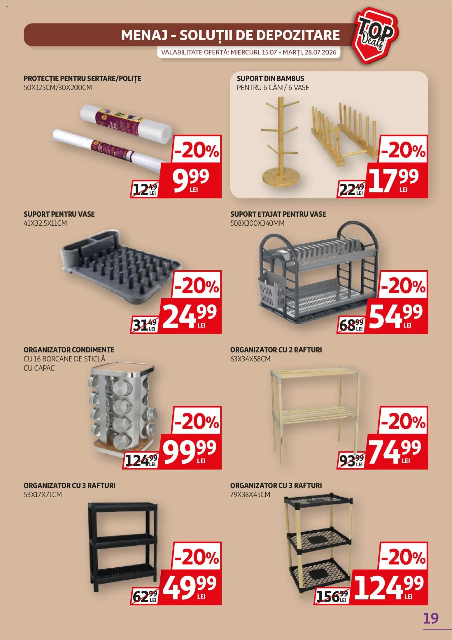 Noul catalog Auchan – valabil de la 15.07.2026 | Pagină: 19 | Produse: Organizator, Condimente, Suport, Depozitare