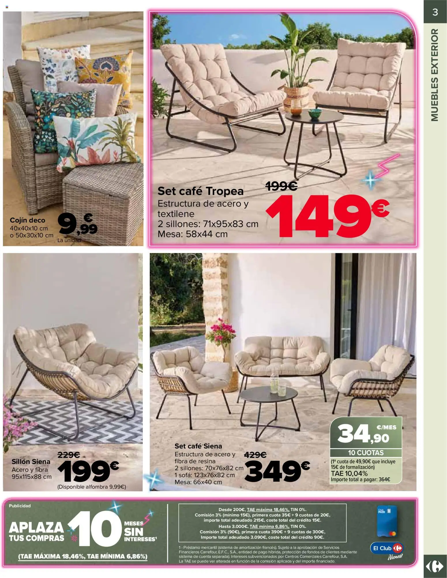 Carrefour Jardin │ válido desde el 14.04.2026 | Página: 3 | Productos: Café, Cojín, Sofá, Alfombra