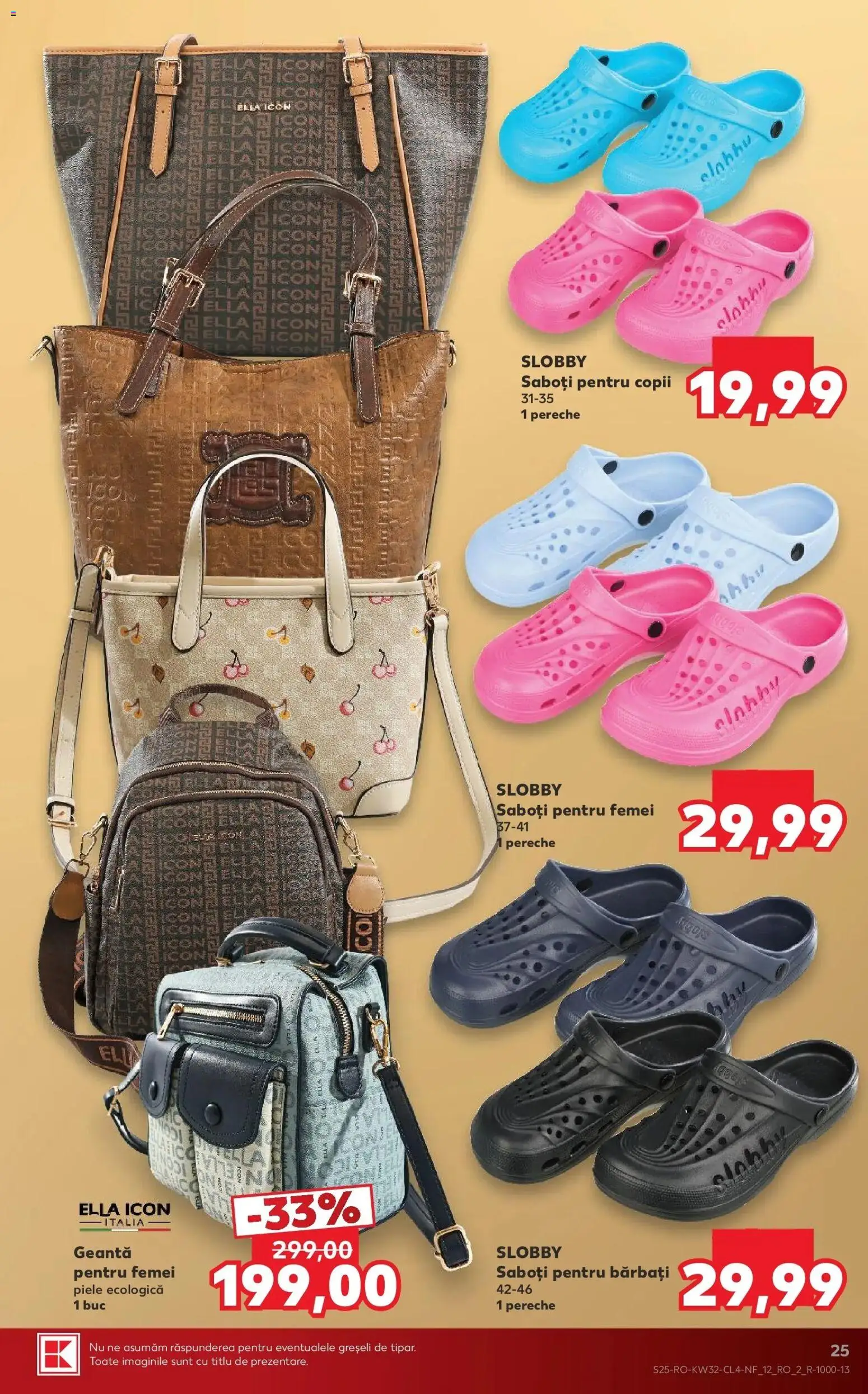 Noul catalog Kaufland – valabil de la 05.08.2026 | Pagină: 25 | Produse: Geantă, Saboti
