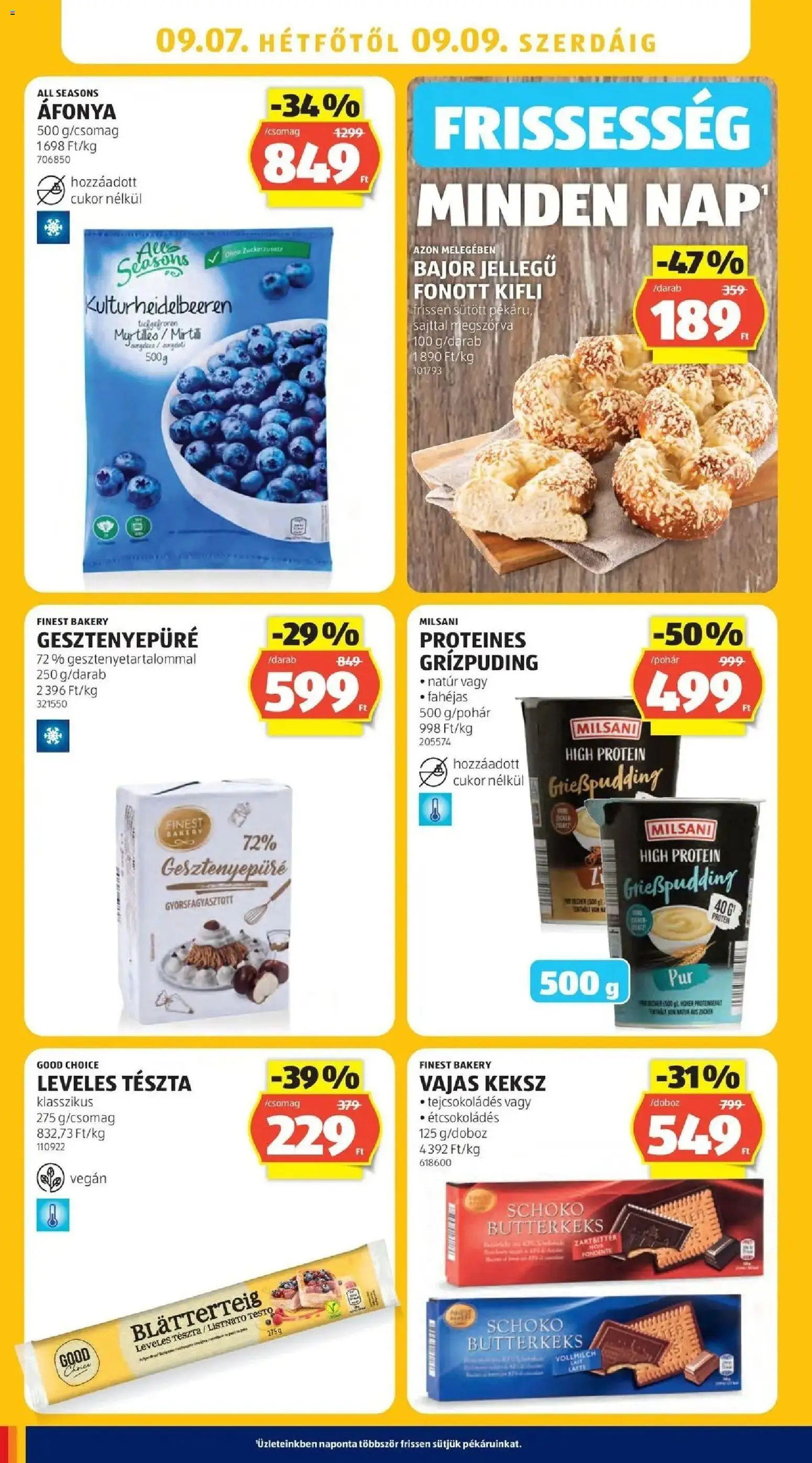 Aldi aktuális akciós újság - 2026.08.29. -tól/töl > akció, lapozható szórólap 🛍️ | Oldal: 28 | Termékek: Milsani, Kifli, Tészta, Vegán