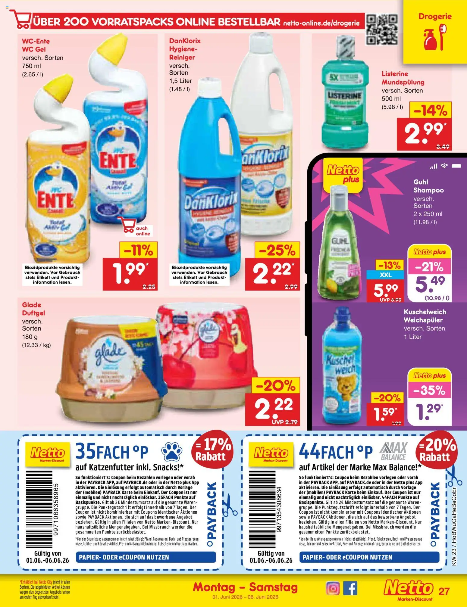 Netto Marken-Discount Prospekt – gültig ab 01.06.2026 | Seite: 33 | Produkte: Kuschelweich, Shampoo, Ente, Listerine