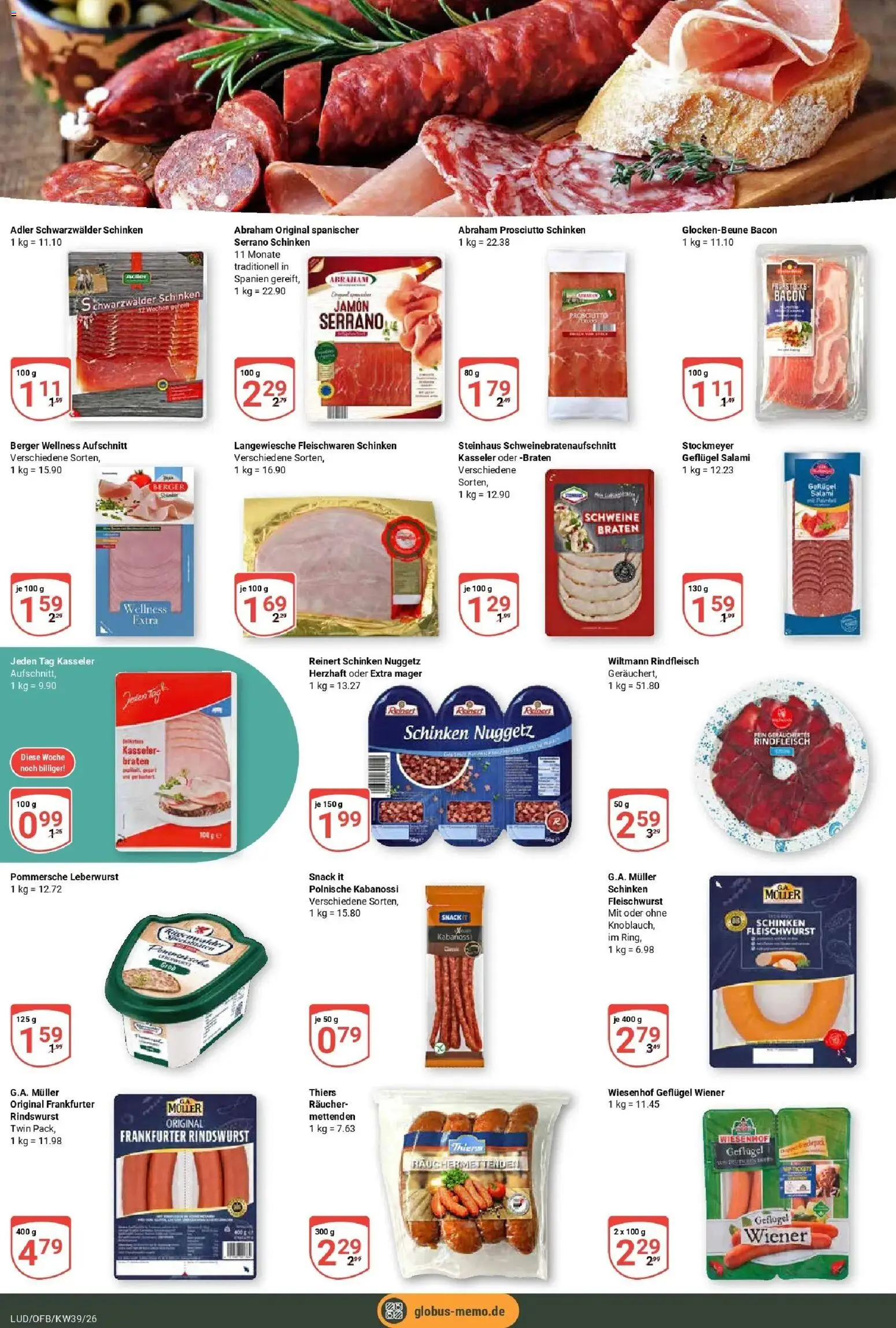 Globus Prospekt Ludwigshafen-Oggersheim (ab 21.09.2026) » Angebote online | Seite: 13 | Produkte: Salami, Serrano schinken, Schinken, Rindfleisch