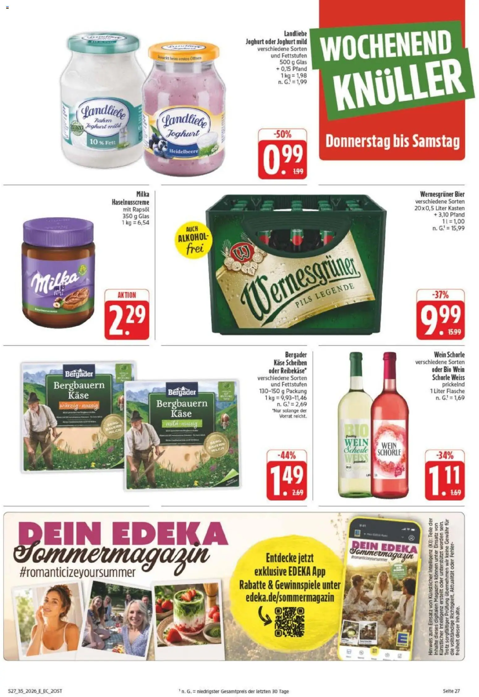 Edeka Prospekt Leipzig – gültig ab 23.08.2026 | Seite: 35 | Produkte: Milch, Wernesgruner, Milka, Reibekase