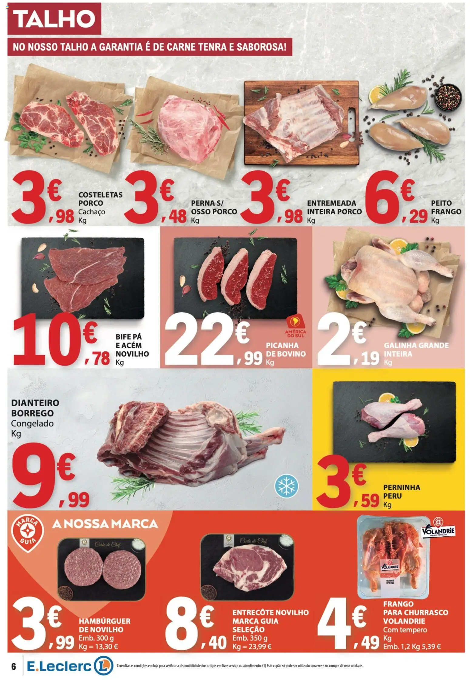 E.Leclerc folheto Semanal Aniversário 31 │ válido de 22/10/2026 | Página: 6 | Produtos: Frango, Entremeada, Carne, Bife