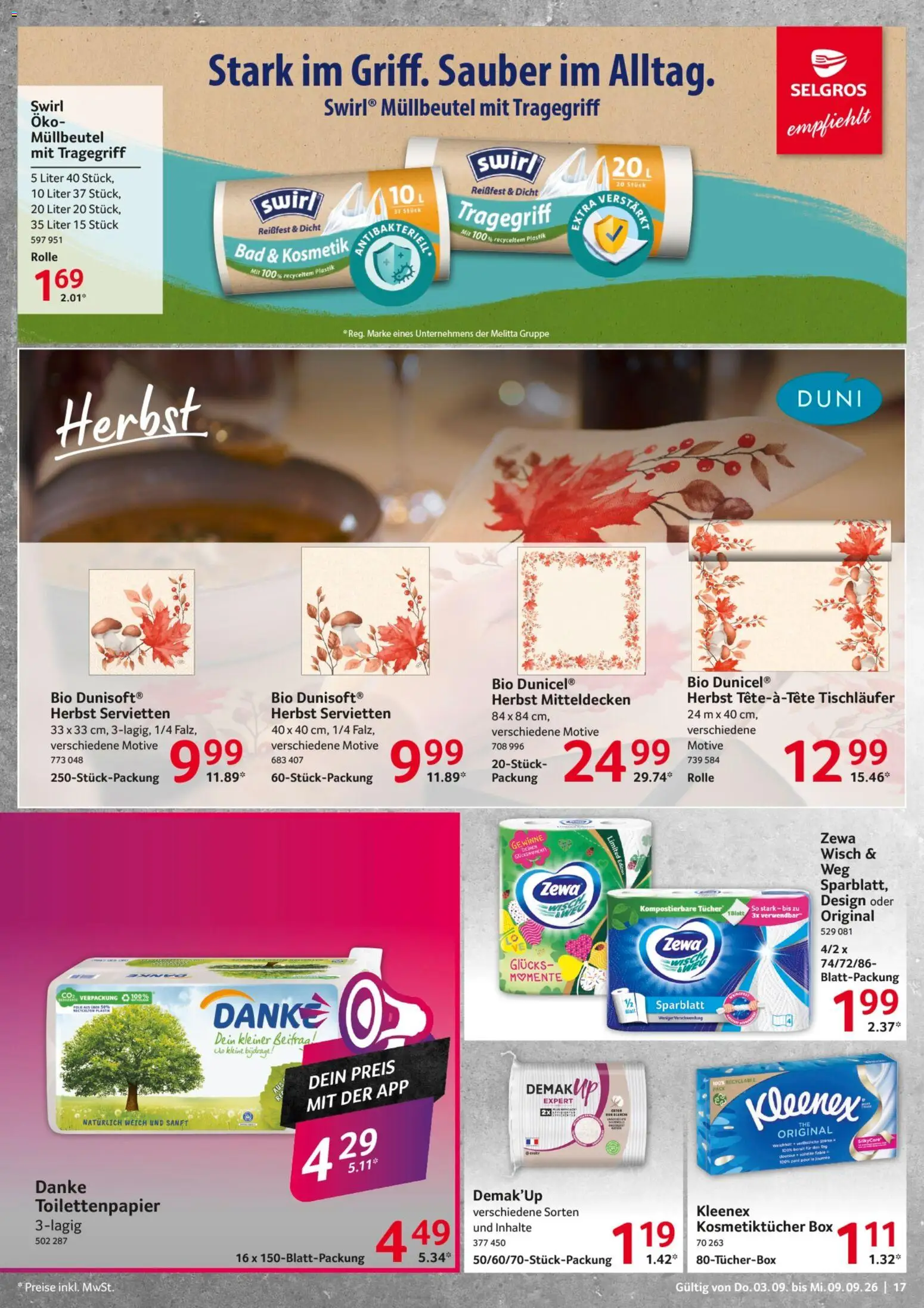 Selgros Prospekt – gültig ab 03.09.2026 | Seite: 17 | Produkte: Melitta, Box, Zewa, Toilettenpapier