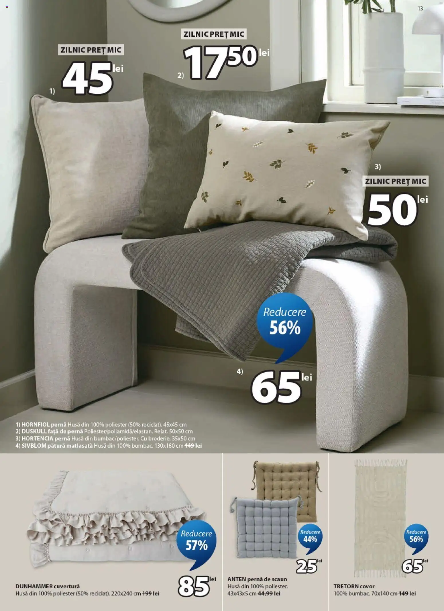 Noul catalog JYSK – valabil de la 09.07.2026 | Pagină: 13 | Produse: Cuvertură, Pernă, Pătură, Față de pernă