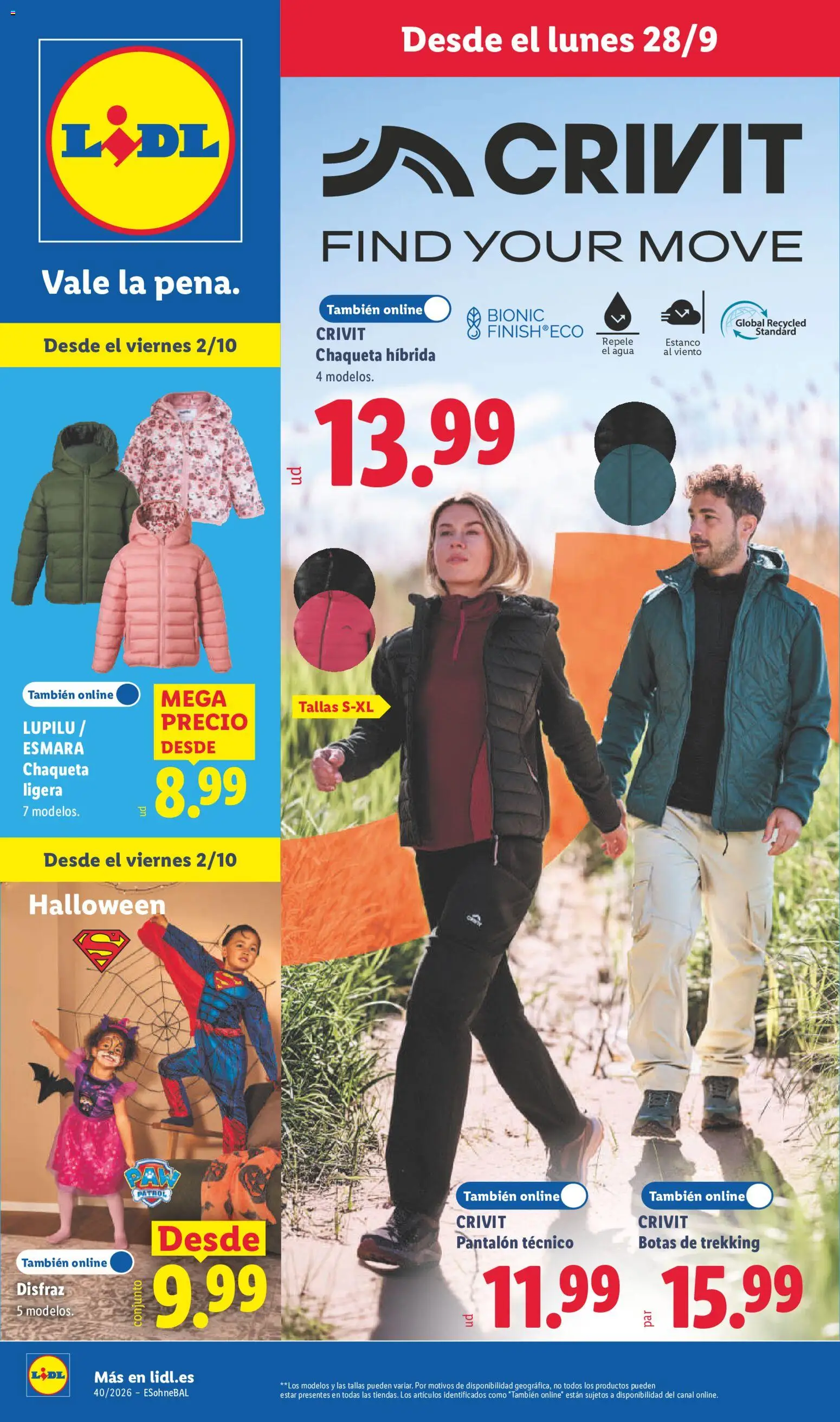 Lidl folleto de bazar │ válido desde el 28/09/2026 | Página: 1 | Productos: Chaqueta, Botas, Agua