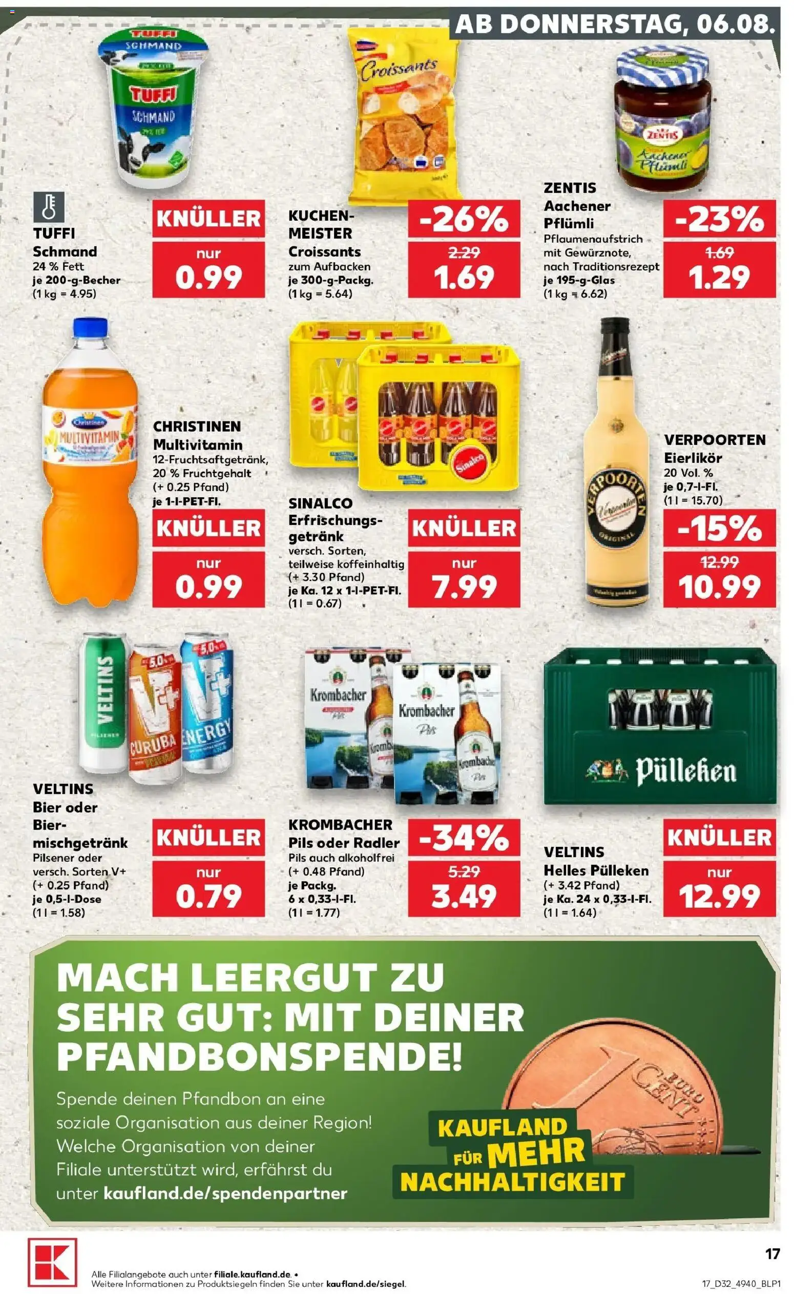 Prospekt Kaufland ab 06.08.2026 » Angebote Online zum Blättern | Seite: 17 | Produkte: Sinalco, Bier, Pils, Krombacher