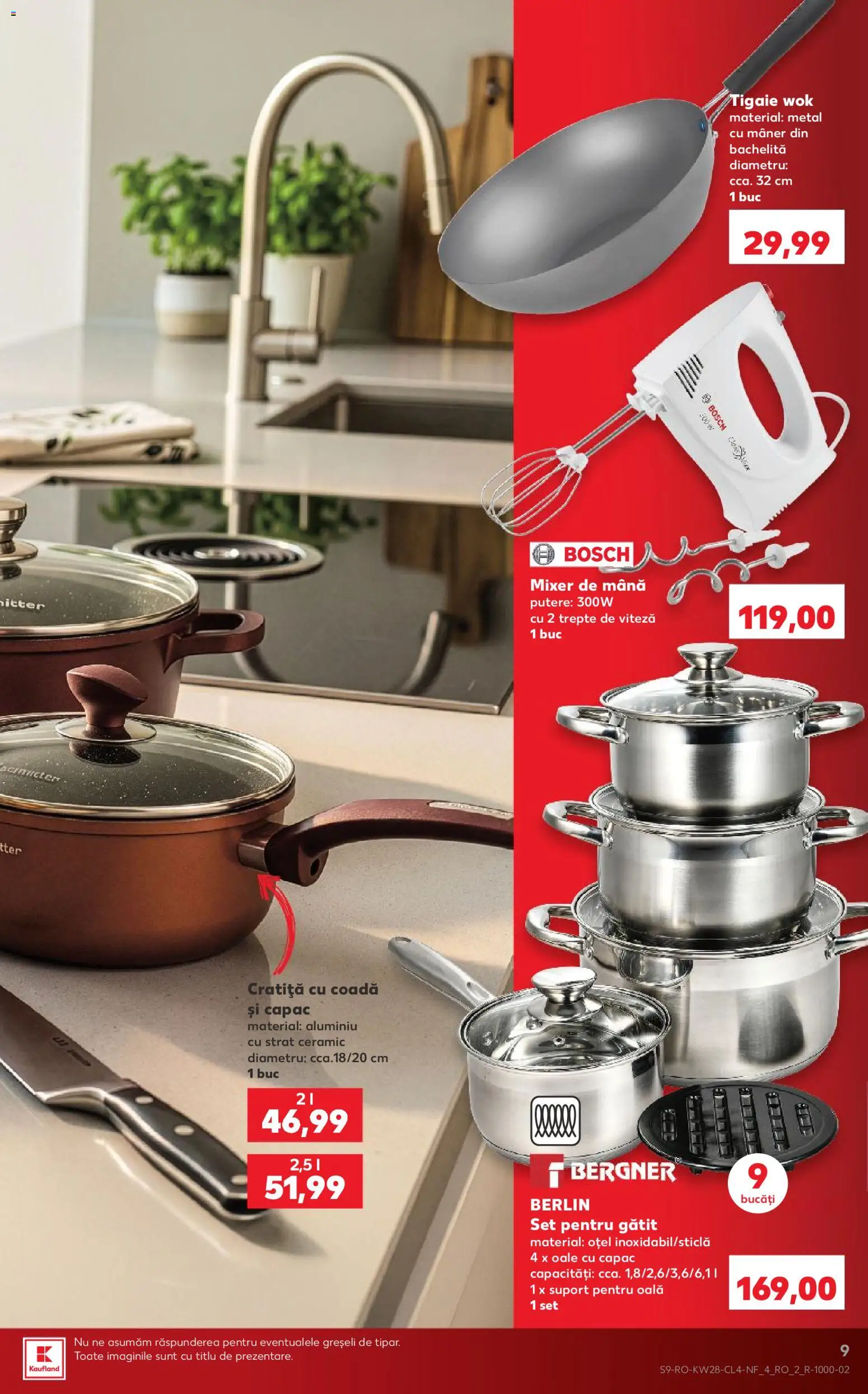 Noul catalog Kaufland – valabil de la 08.07.2026 | Pagină: 9 | Produse: Tigaie, Oală, Mixer, Mâner