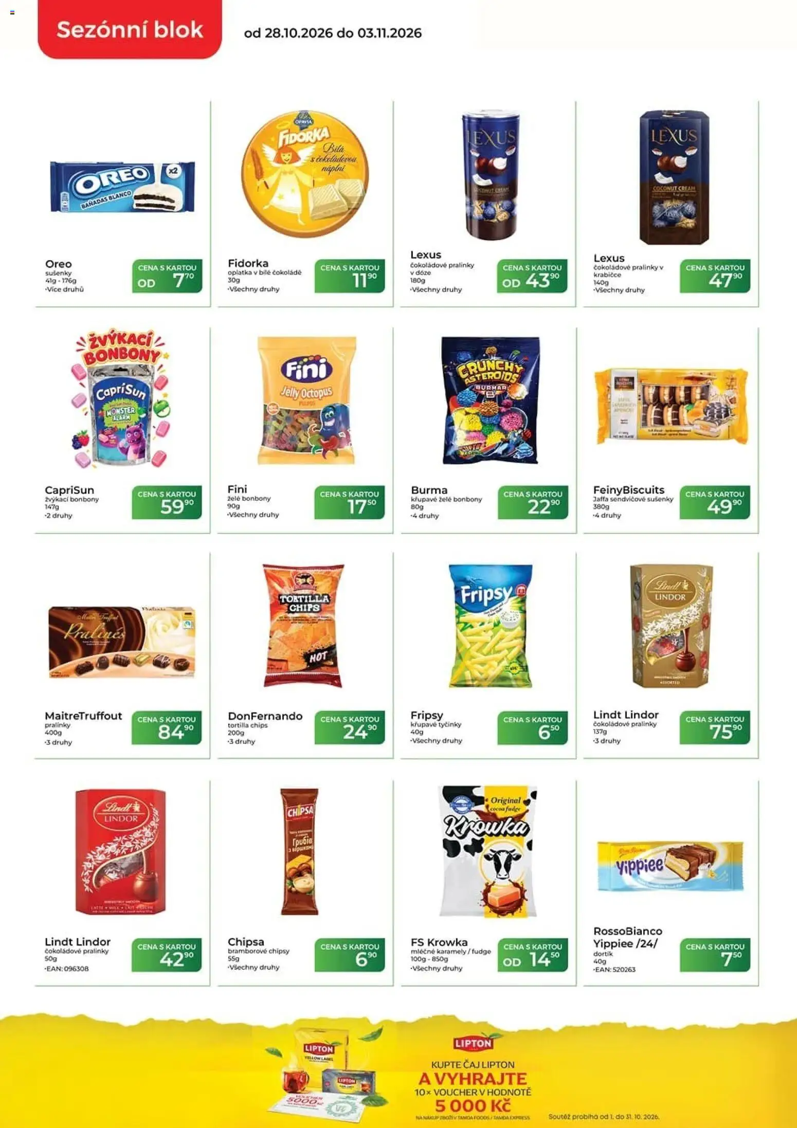 Tamda Foods leták od 28.10.2026 | Strana: 2 | Produkty: Lindt, Čaj, Bonbóny, Fidorka