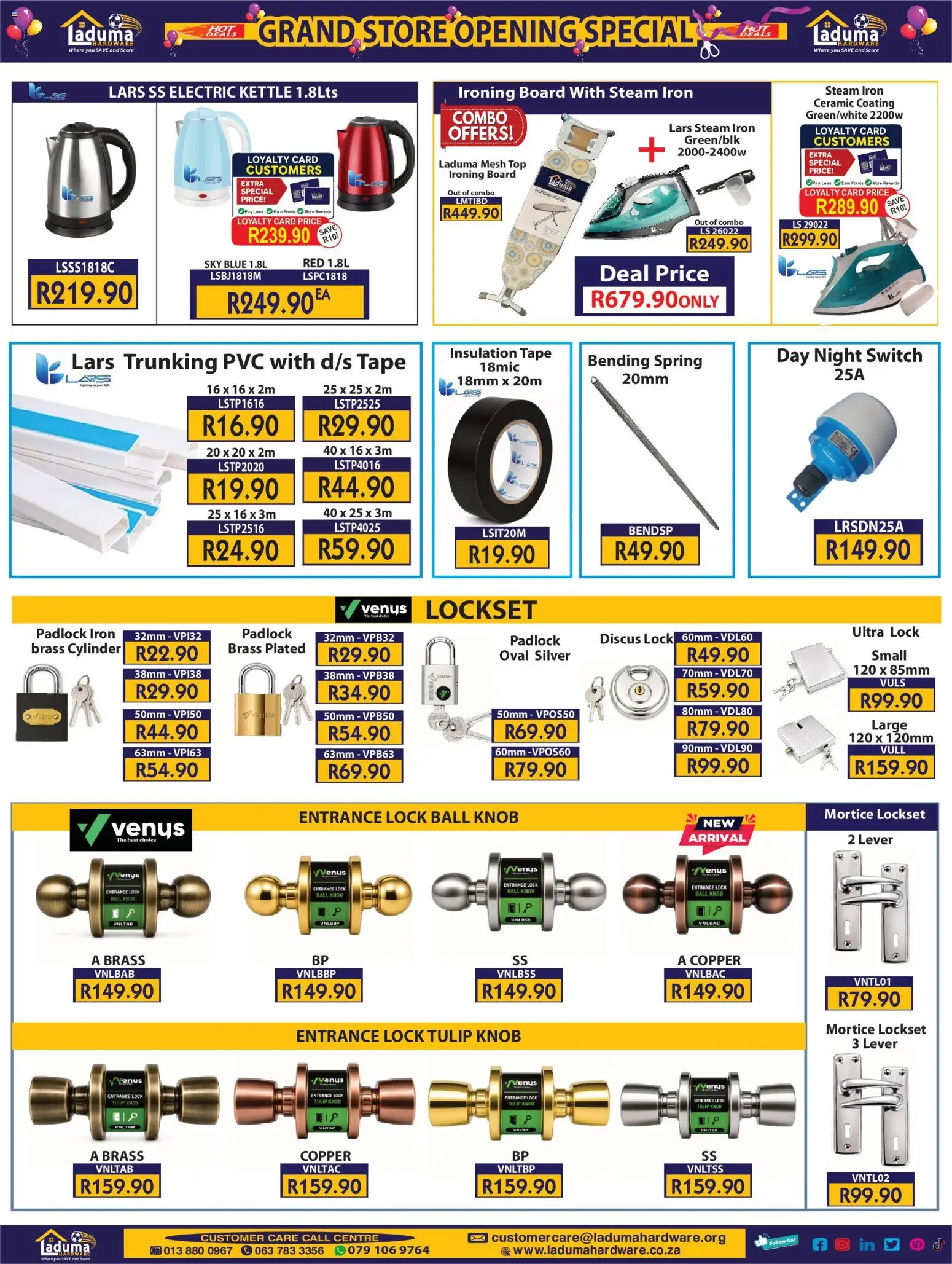 New Laduma Hardware catalogue – valid from 20/08/2026 | Page: 8 | Products: Kettle, Lock, Padlock, Tape