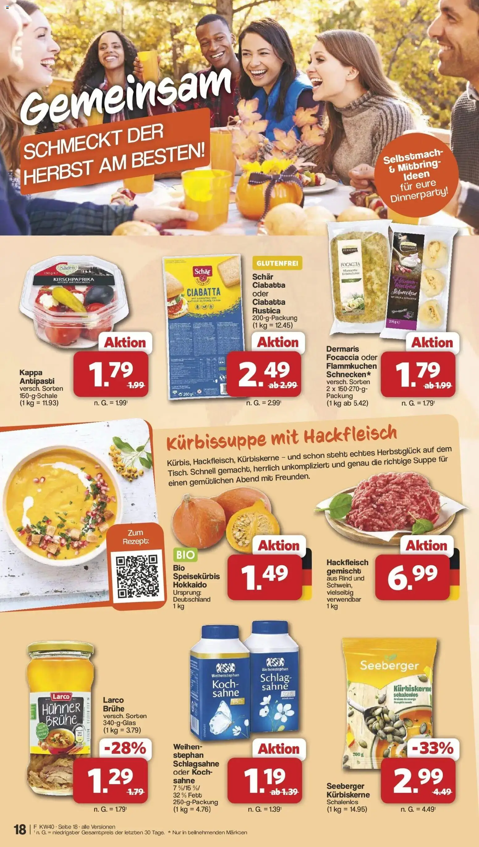 Famila Nordwest - Famila: Wochenangebote (ab 28.09.2026) zum Blättern | Seite: 18 | Produkte: Schlagsahne, Brühe, Sahne, Hackfleisch