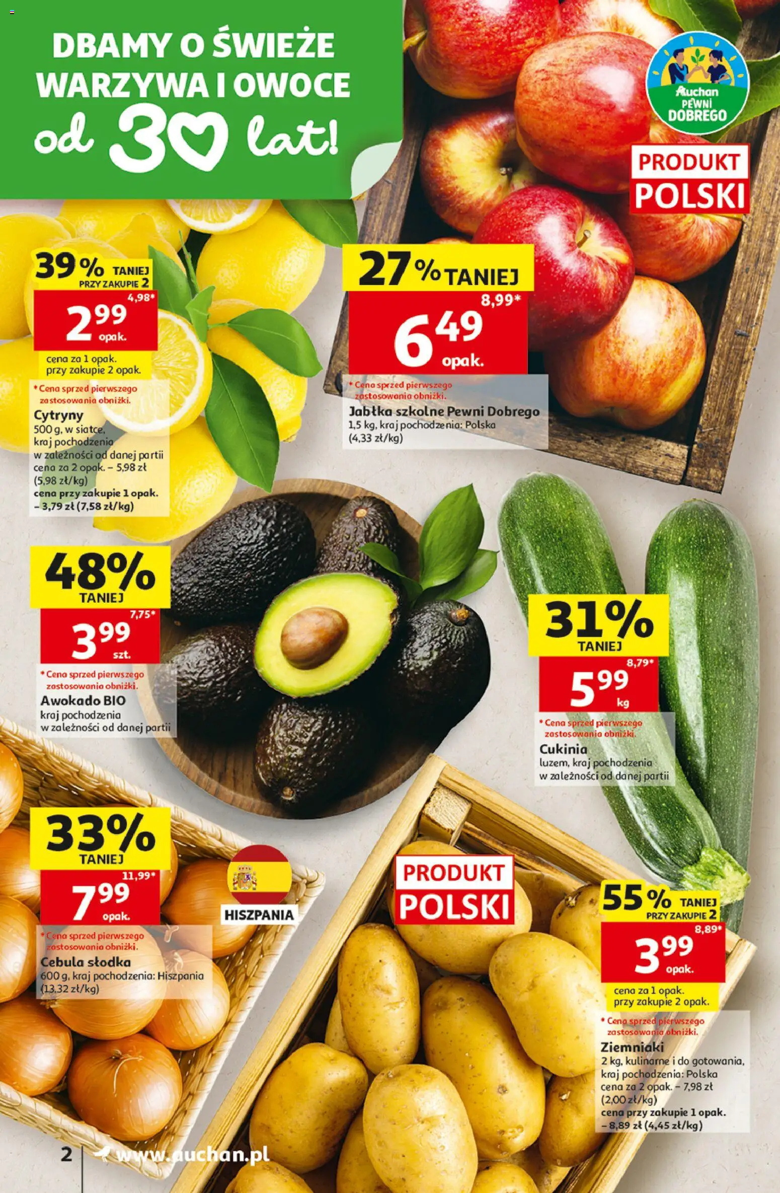 Auchan gazetka od 29.10.2026 | Strona: 2 | Produkty: Cebula, Cukinia, Jabłka, Owoce