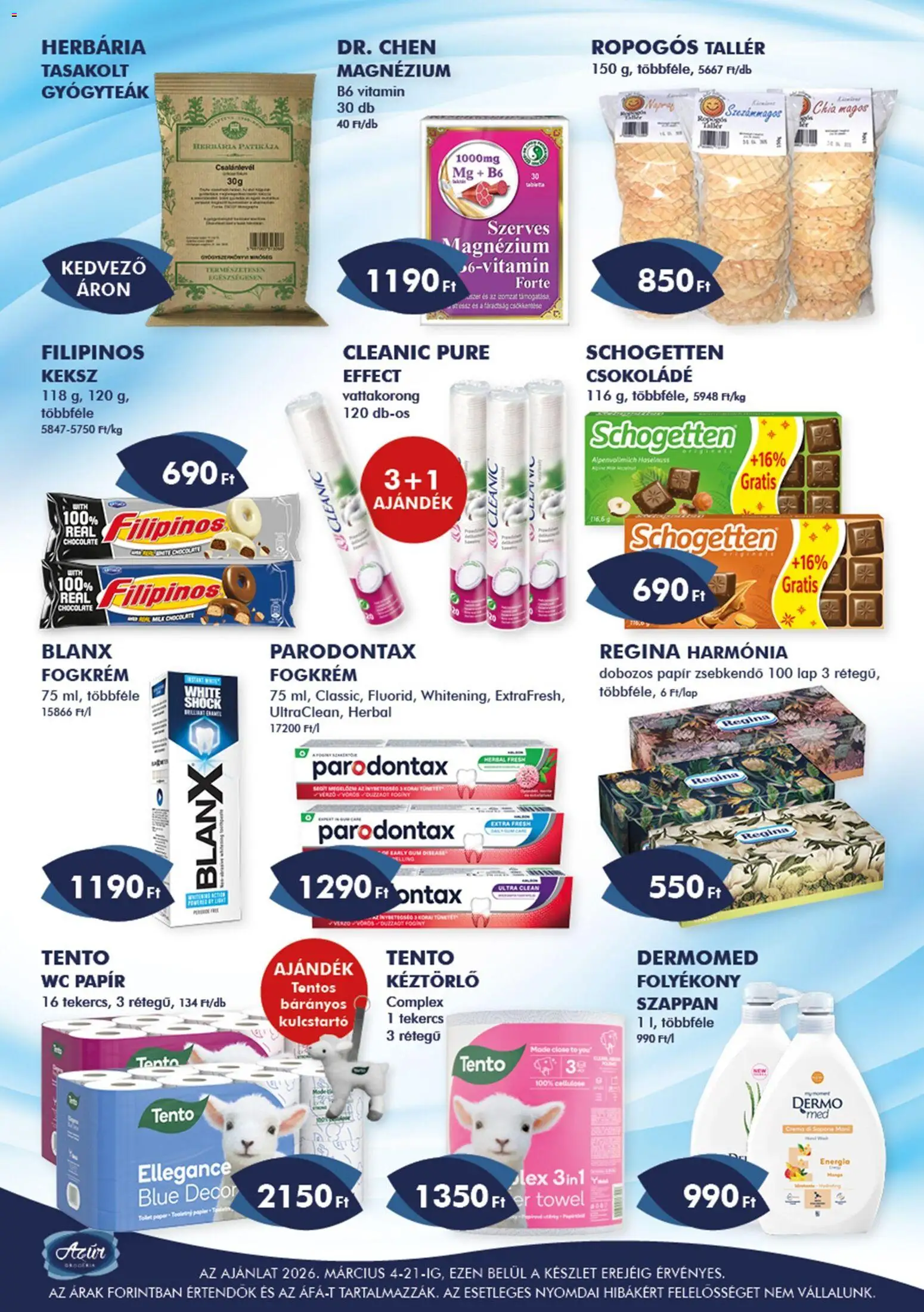 Azur akciós ujság - amely érvényes a következő dátumtól: 04.03.2026 | Oldal: 6 | Termékek: WC, Vattakorong, Szappan, Fogkrém