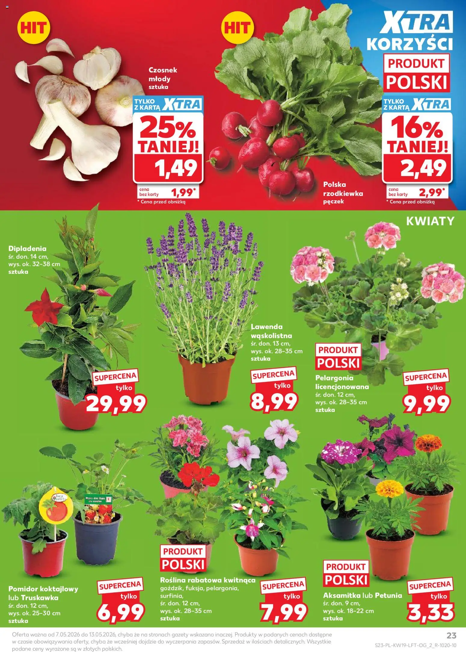 Kaufland gazetka od 07.05.2026 | Strona: 23 | Produkty: Czosnek, Karta, Kwiaty