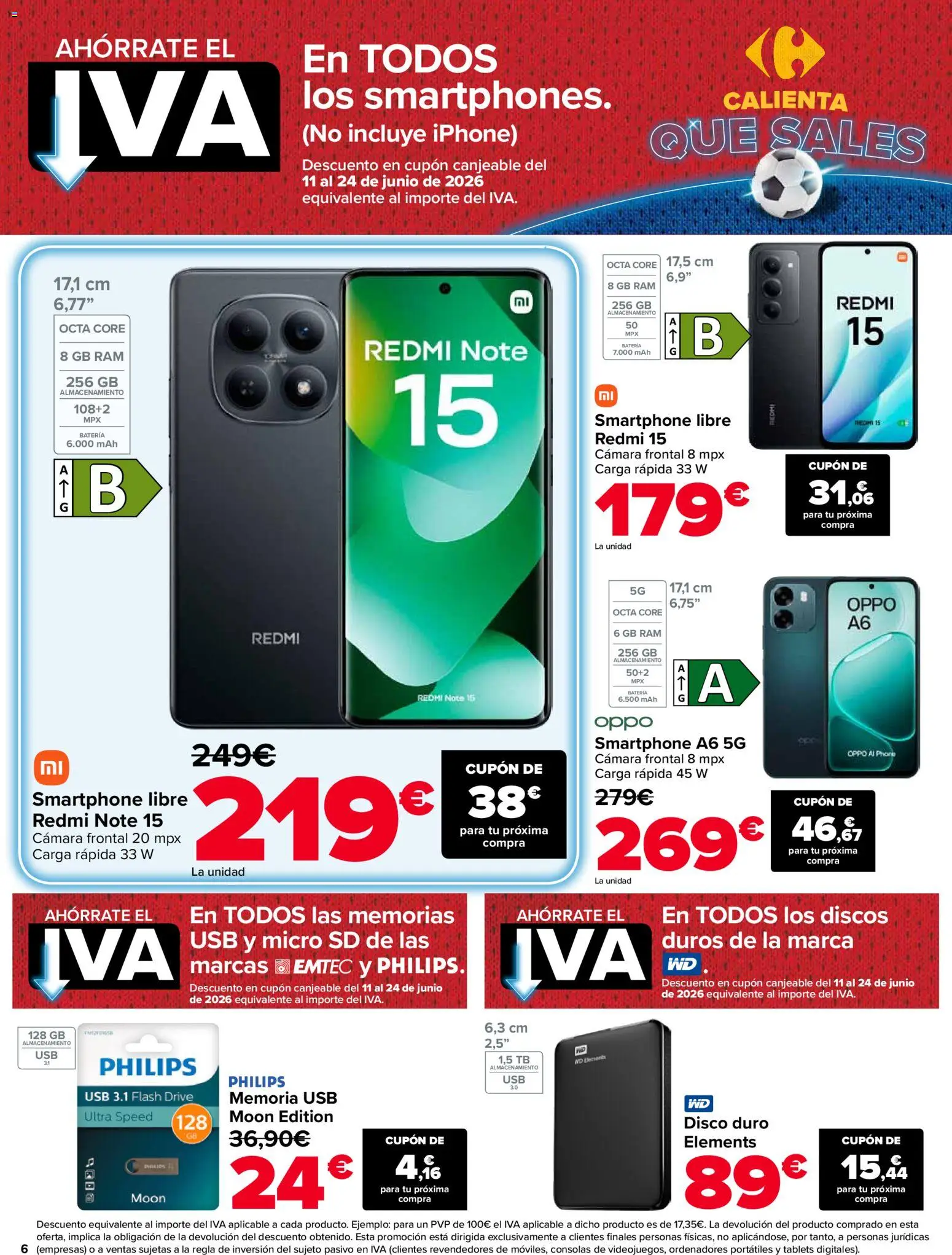 Carrefour folleto │ válido desde el 01.06.2026 | Página: 6 | Productos: Smartphone, Iphone, Cámara, USB