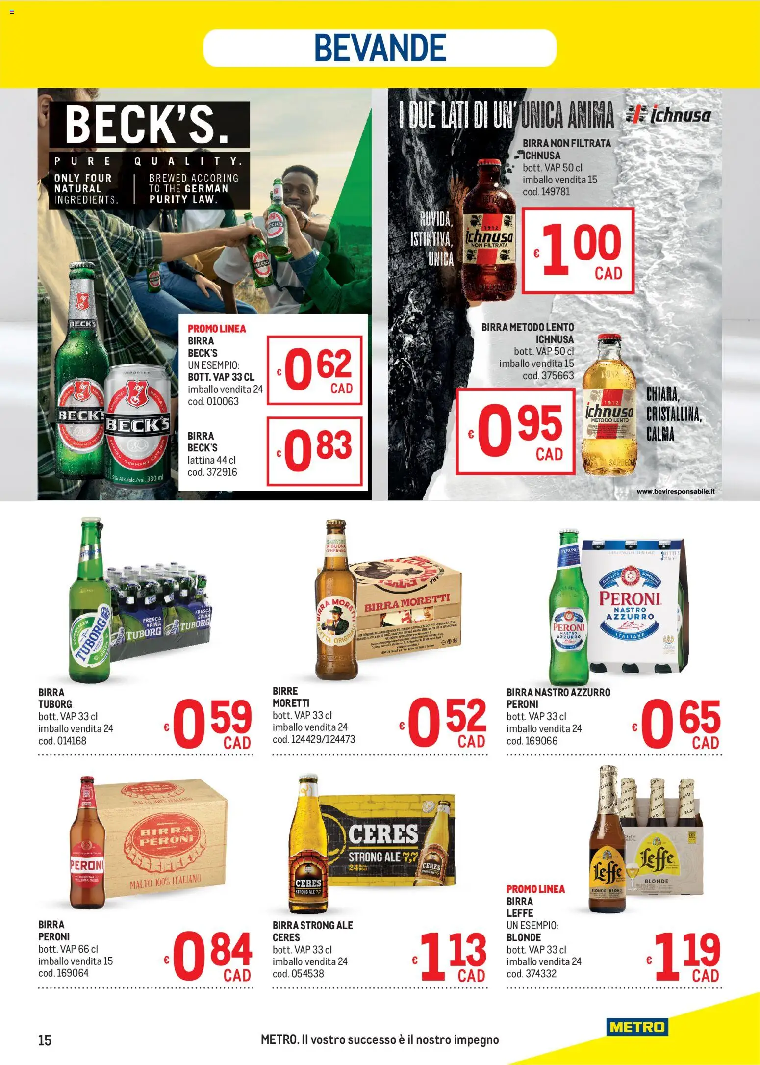 Volantino Metro del 24/09/2026 | Pagina: 15 | Prodotti: Birra Tuborg, Birra, Birra Moretti, Birra Ichnusa