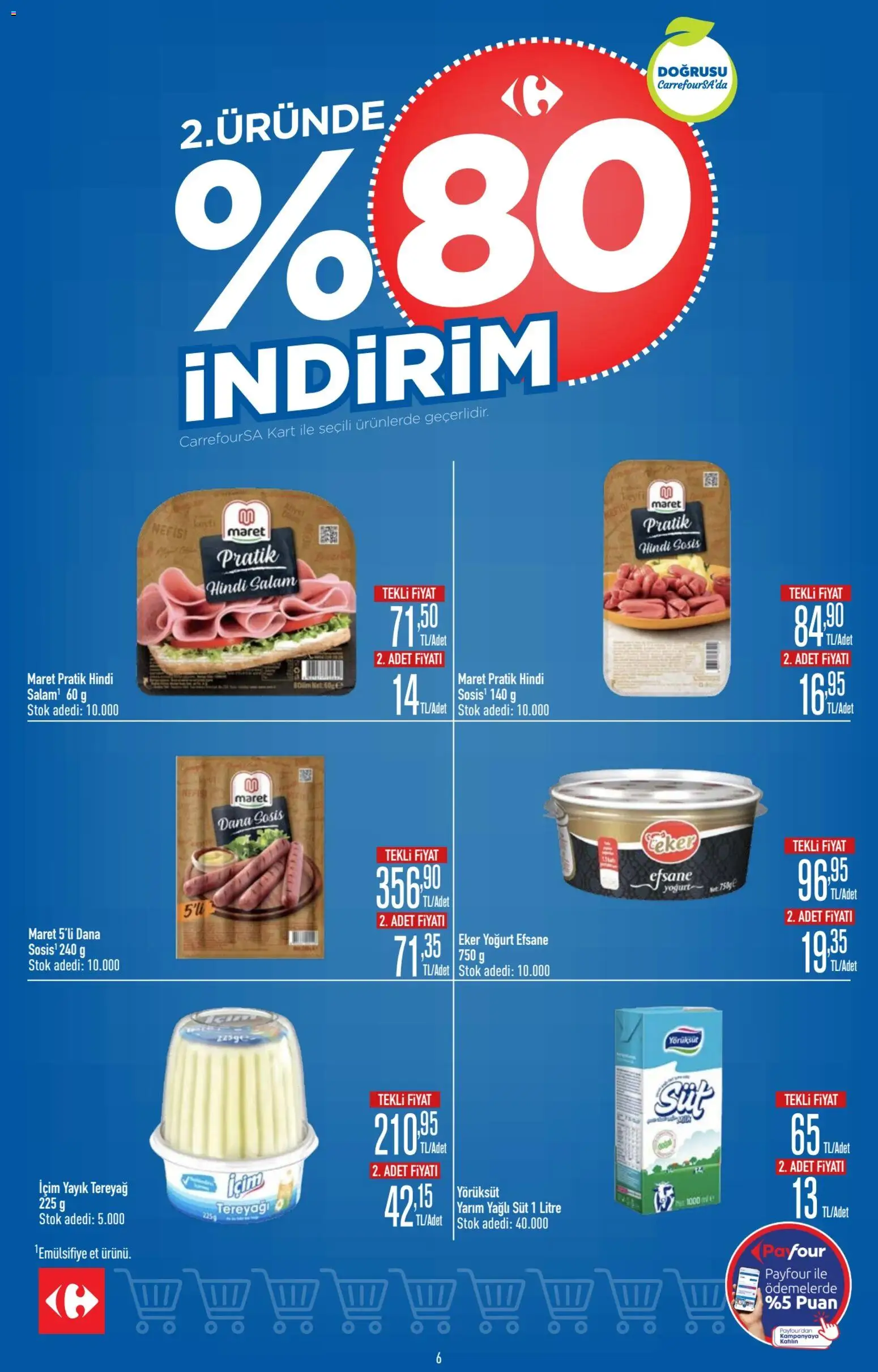 CarrefourSA Katalog - 06 Ağustos 2026 tarihinden itibaren geçerlidir | Sayfa: 6 | Ürünler: Tereyağı, Yoğurt, Salam, Sosis