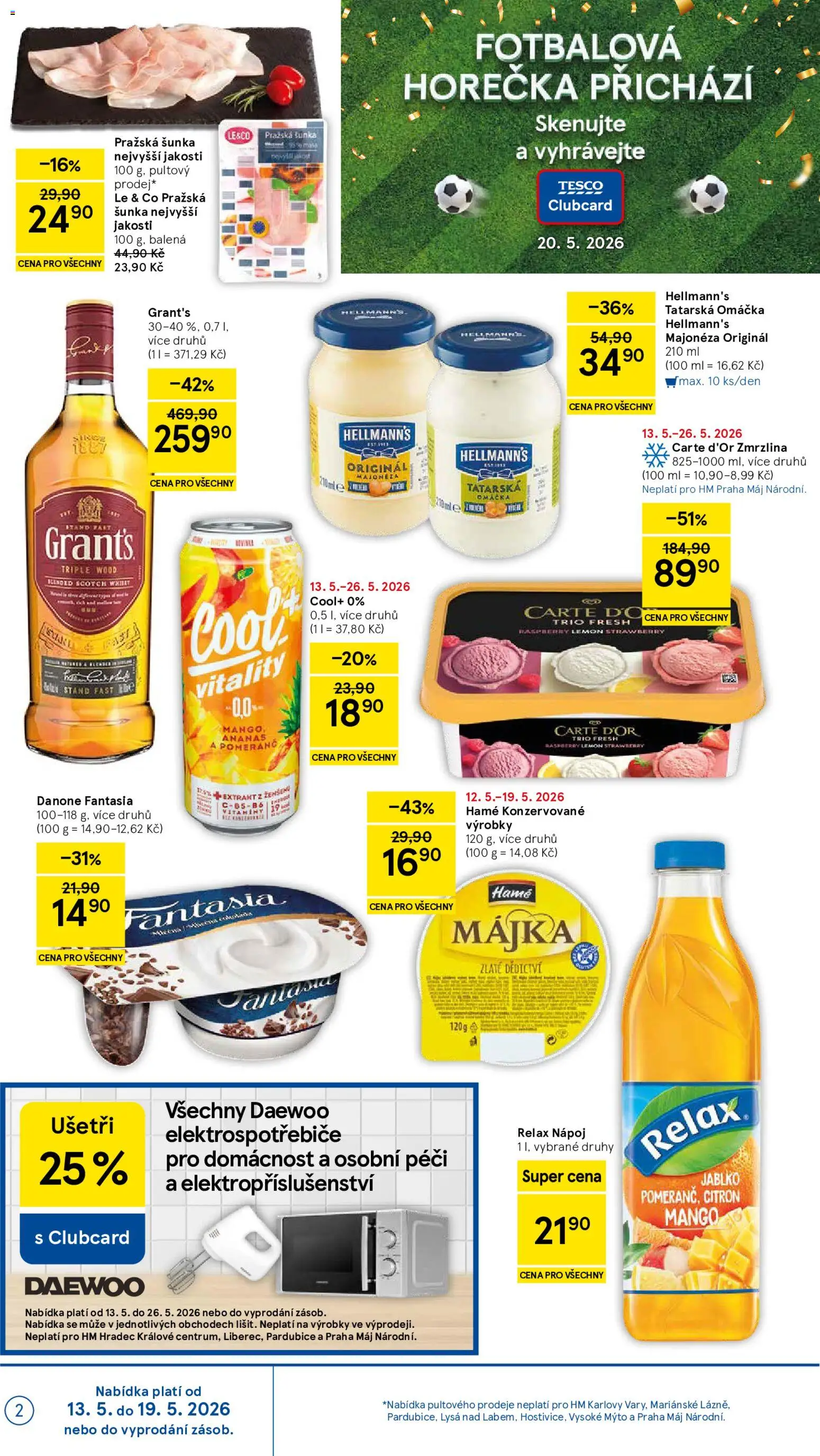 Tesco leták - Hypermarket od 13.05.2026 | Strana: 2 | Produkty: Tatarská omáčka Hellmann's, Šunka, Citron, Tatarská omáčka