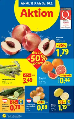 Lidl - Flugblatt ab 13.05.2026 gültig | Seite: 6 | Produkte: Grapefruit, Zwiebeln, Gemüse, Obst
