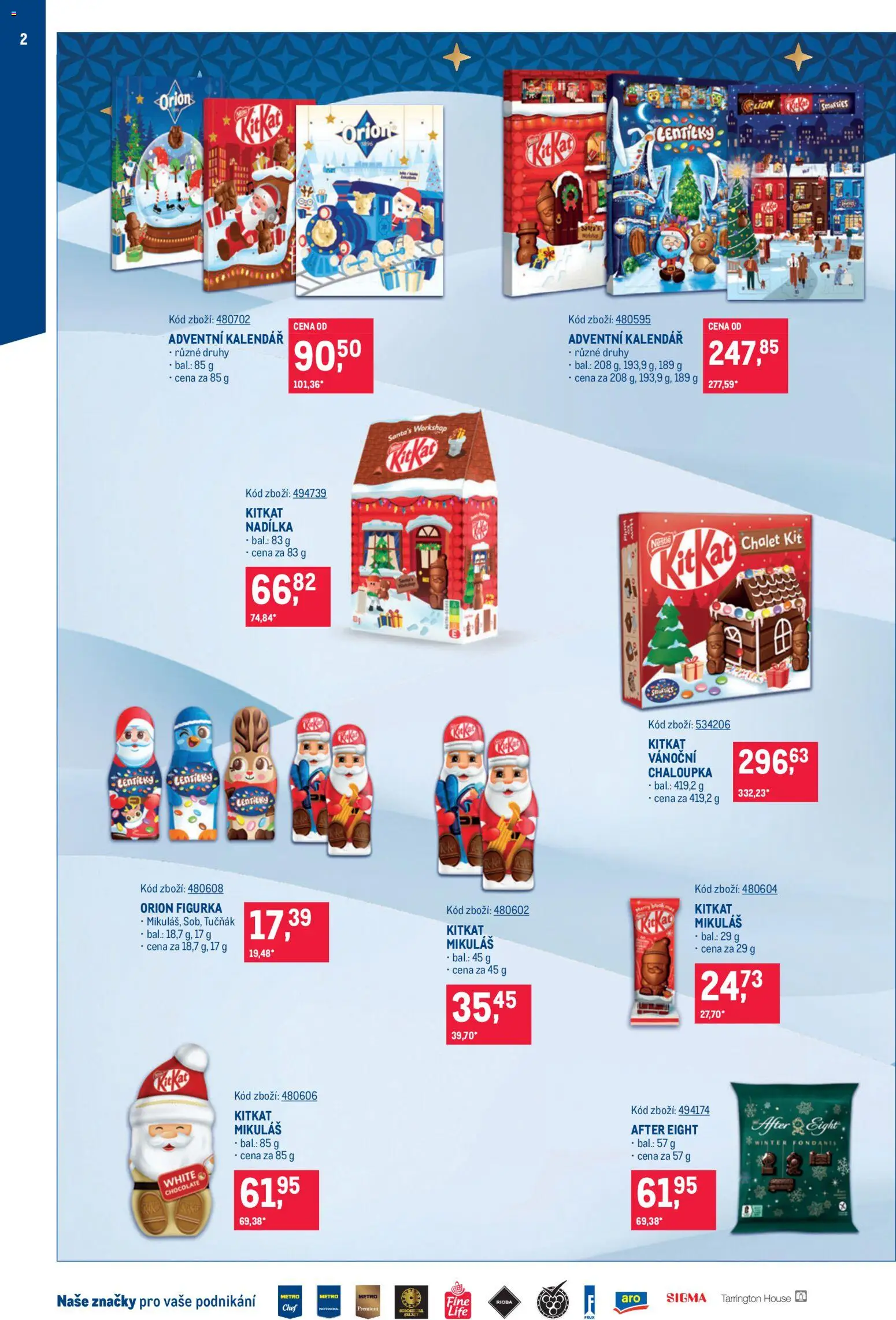 Makro leták - Mikulášské čokolády od 07.10.2026 | Strana: 2 | Produkty: Adventní kalendář, Kalendář, Lentilky, After Eight