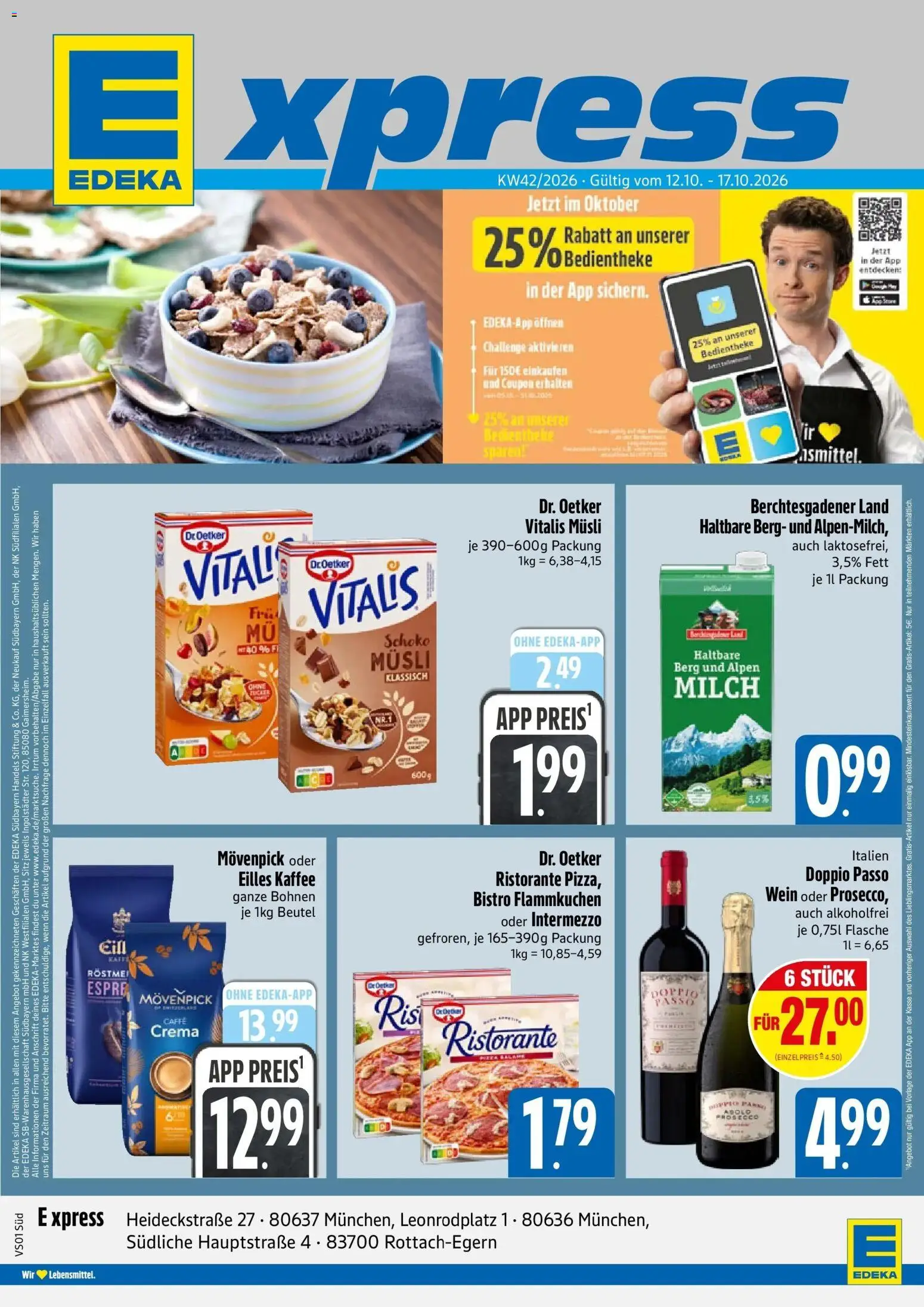 E xpress Prospekt Lenggries (ab 12.10.2026) zum Blättern | Seite: 1 | Produkte: Musli, Ristorante, Doppio Passo, Wein
