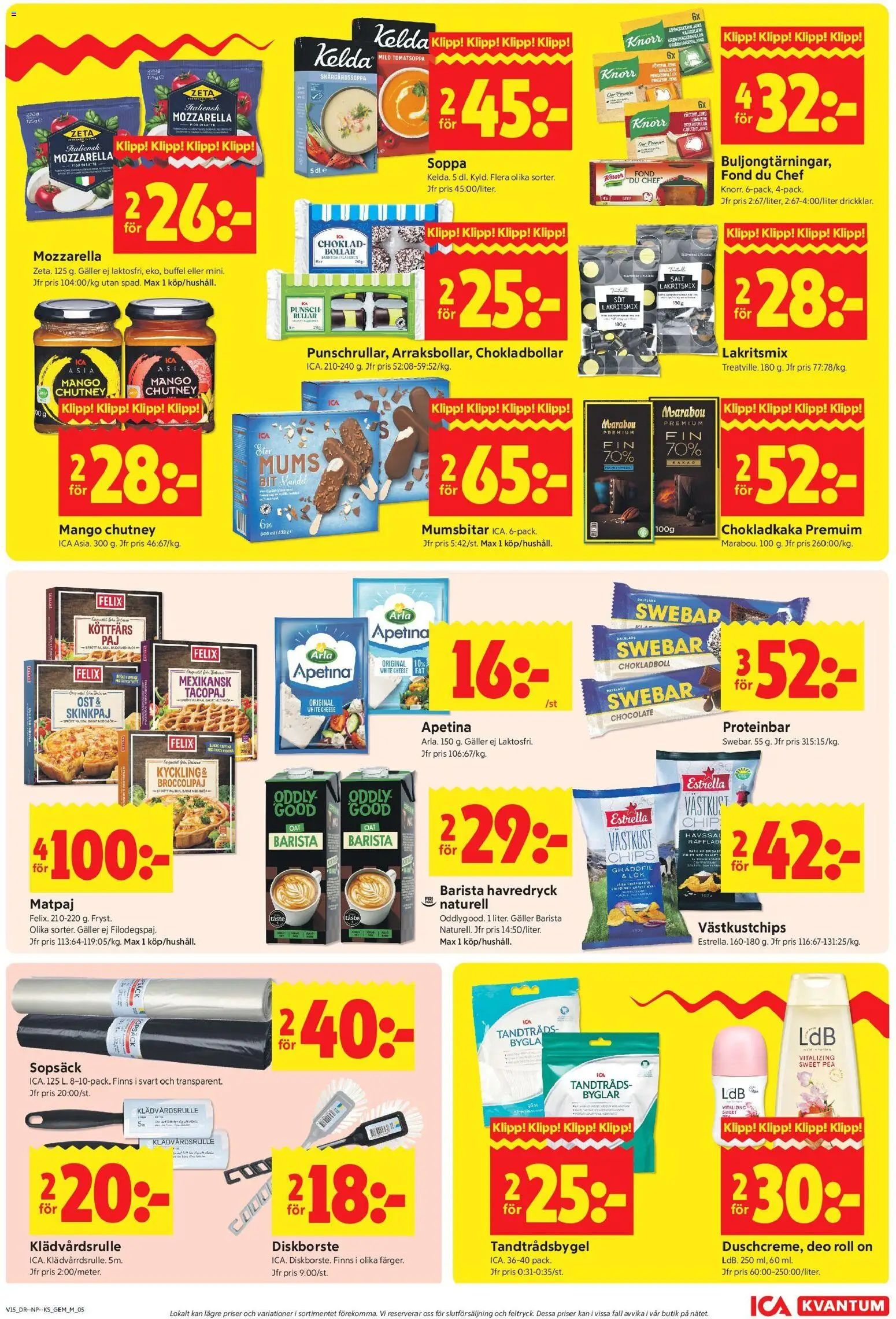ICA Kvantum reklamblad aktuell från 06/04/2026 | Sida: 5 | Produkter: Chokladkaka, Proteinbar, Fond, Soppa